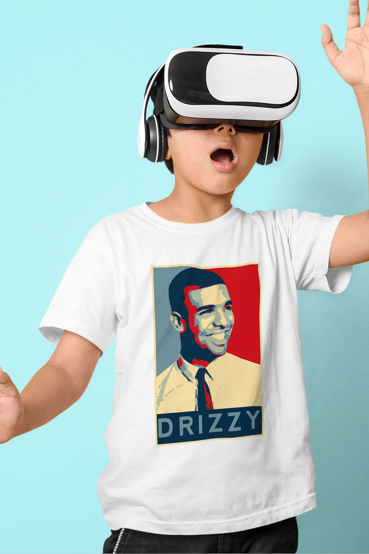 Drake Baskılı Beyaz Unisex Çocuk Tişört