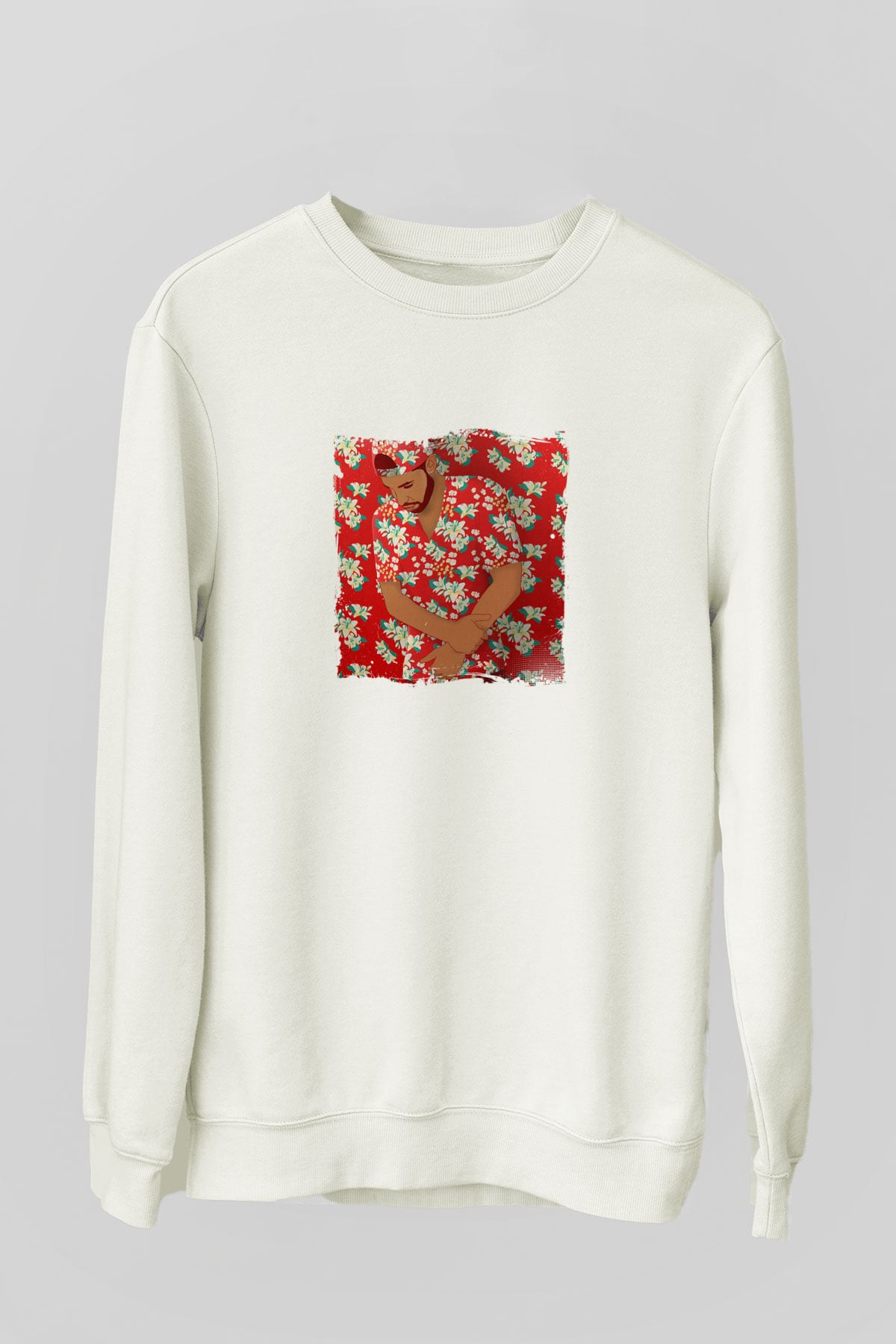 Drake Baskılı Unisex Beyaz Sweatshirt