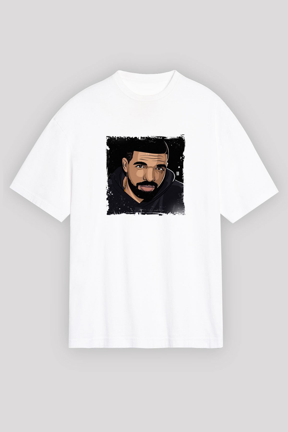 Drake Baskılı Oversize Beyaz Tişört