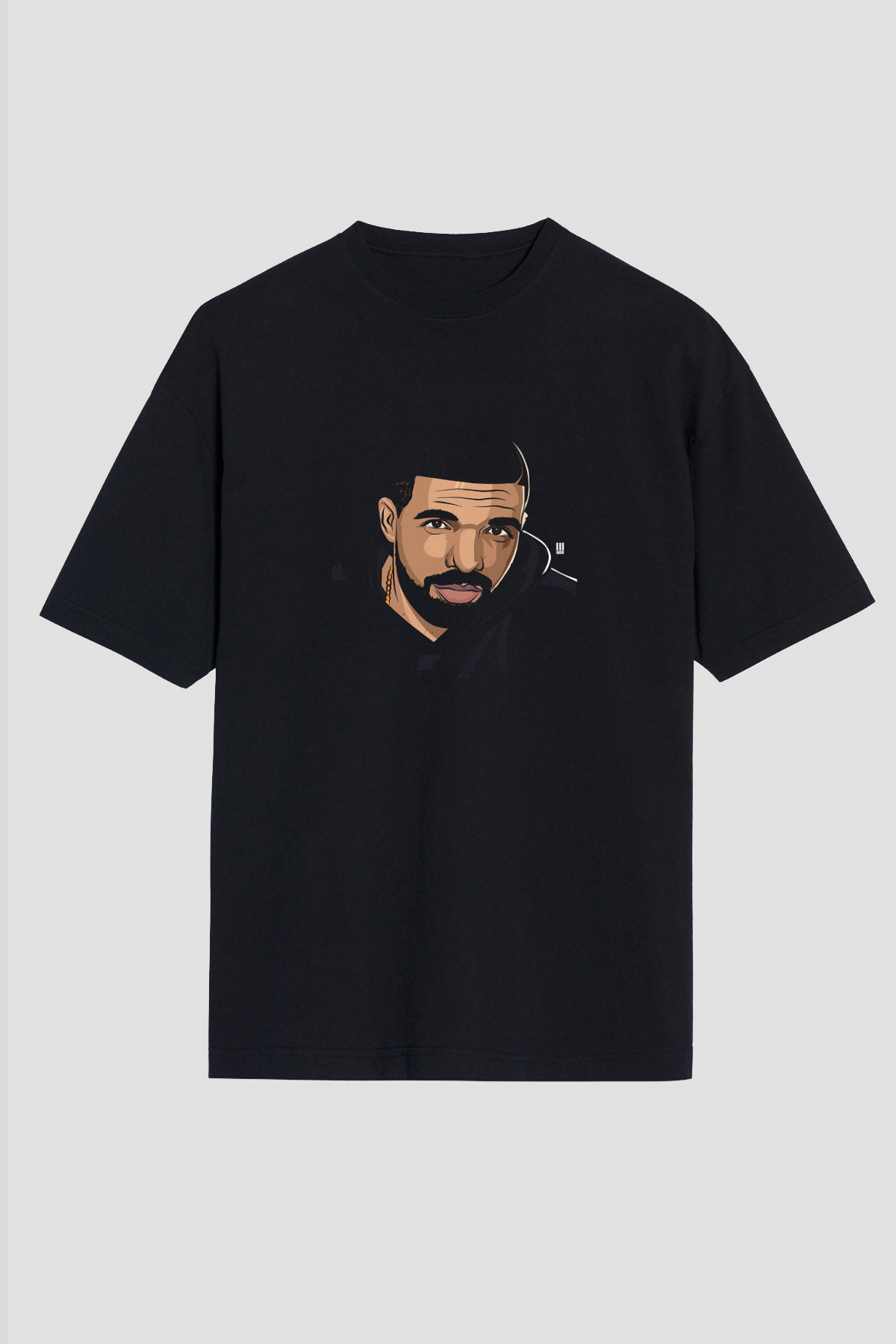 Drake Baskılı Unisex Oversize Siyah Tişört