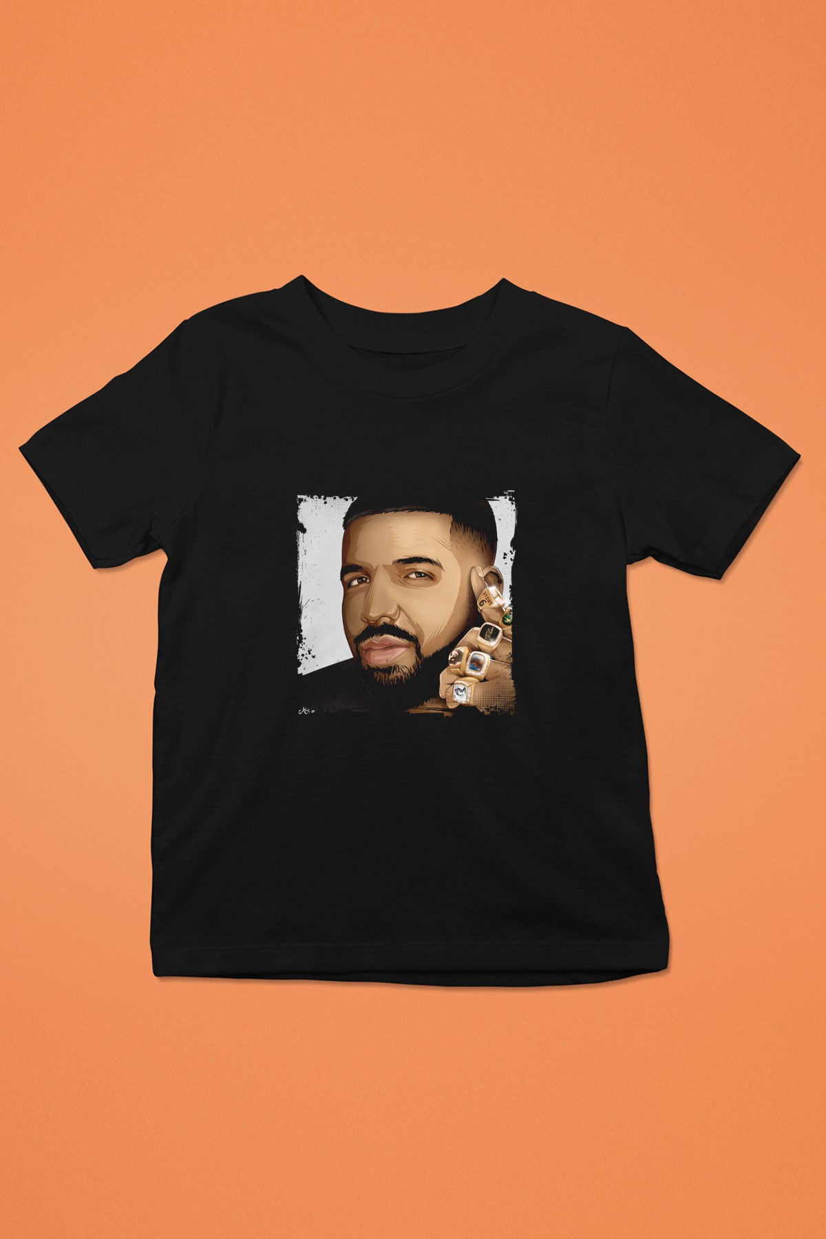 Drake Baskılı Unisex Siyah Çocuk Tişört