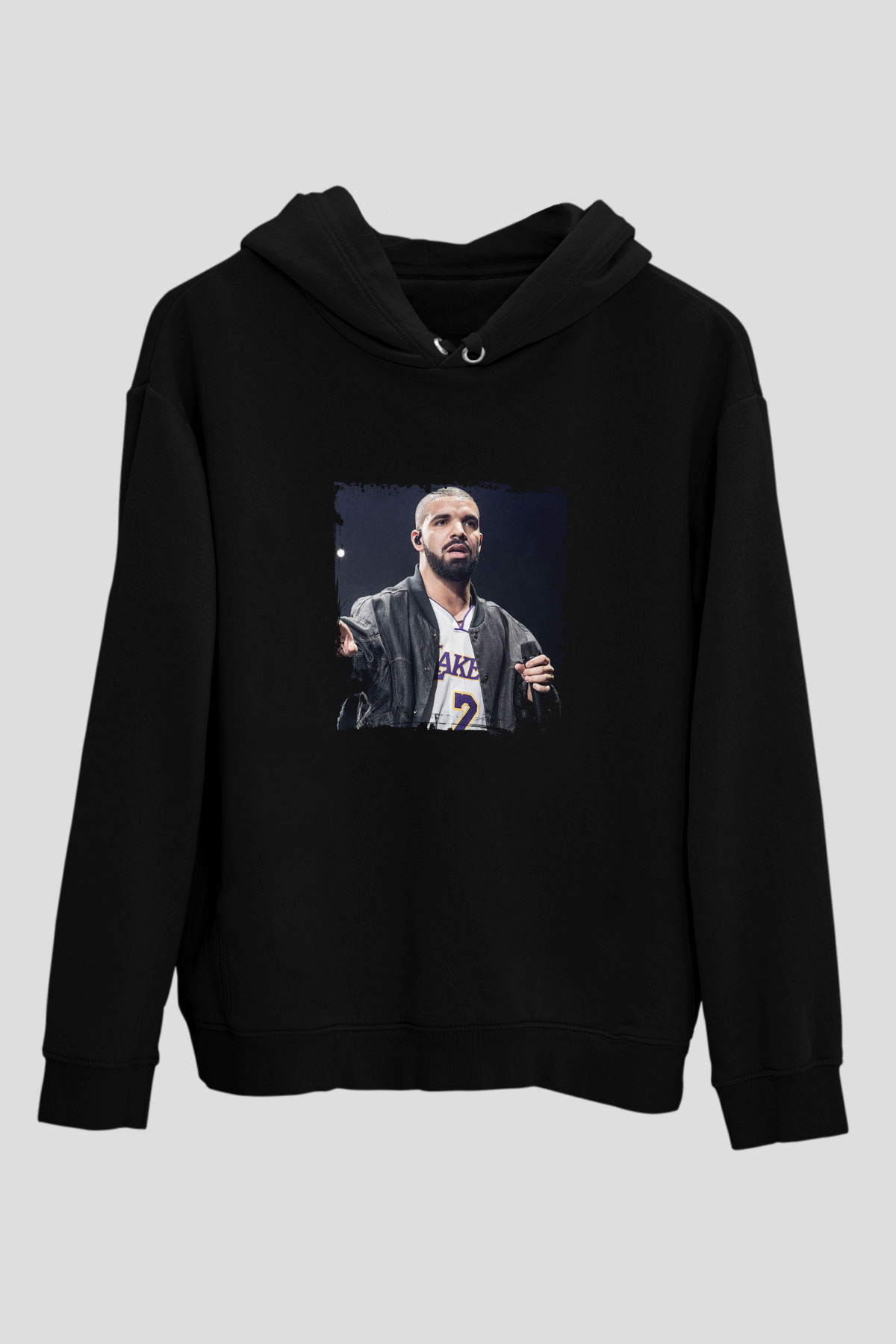 Drake Baskılı Unisex Siyah Hoodie