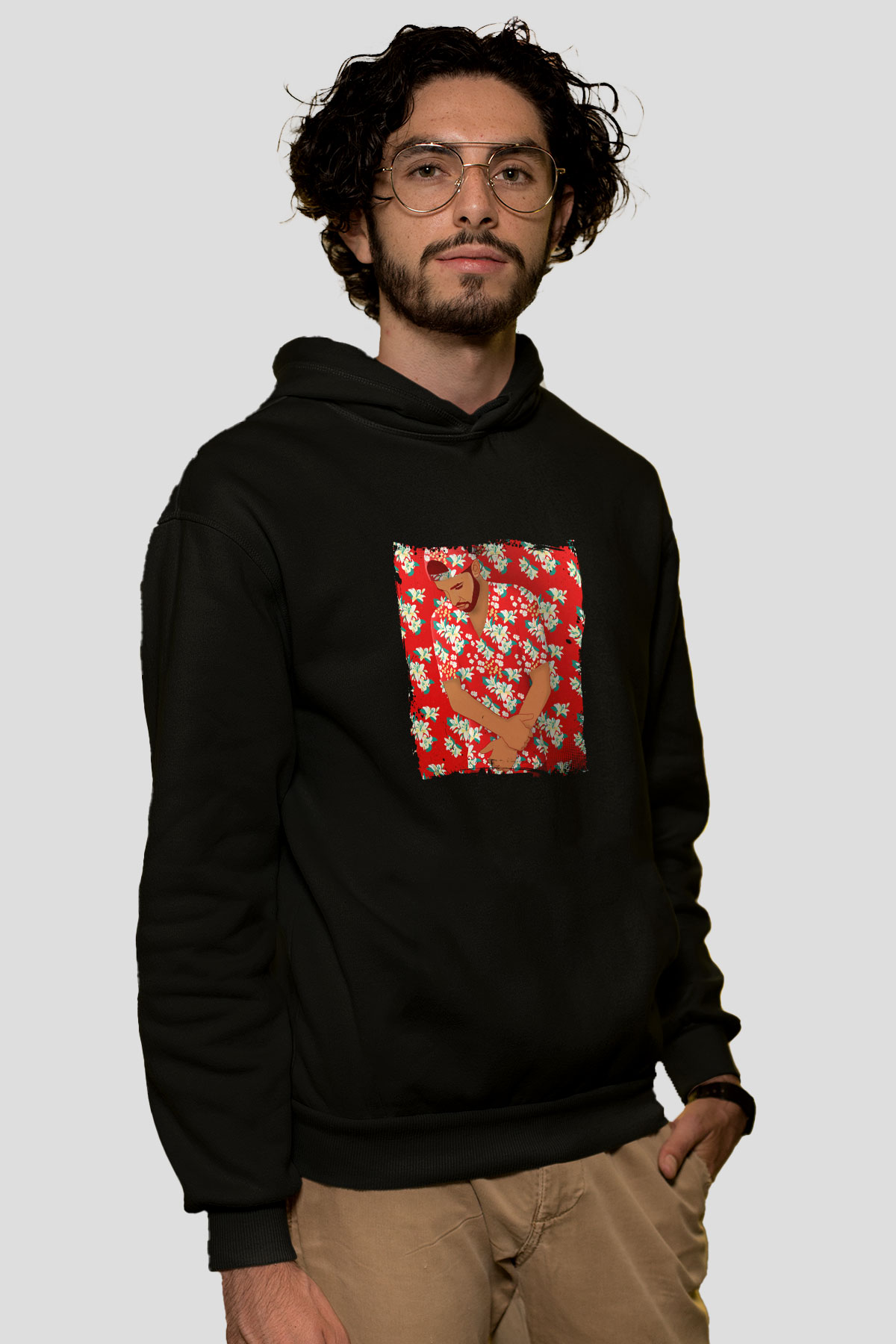 Drake Baskılı Unisex Siyah Hoodie