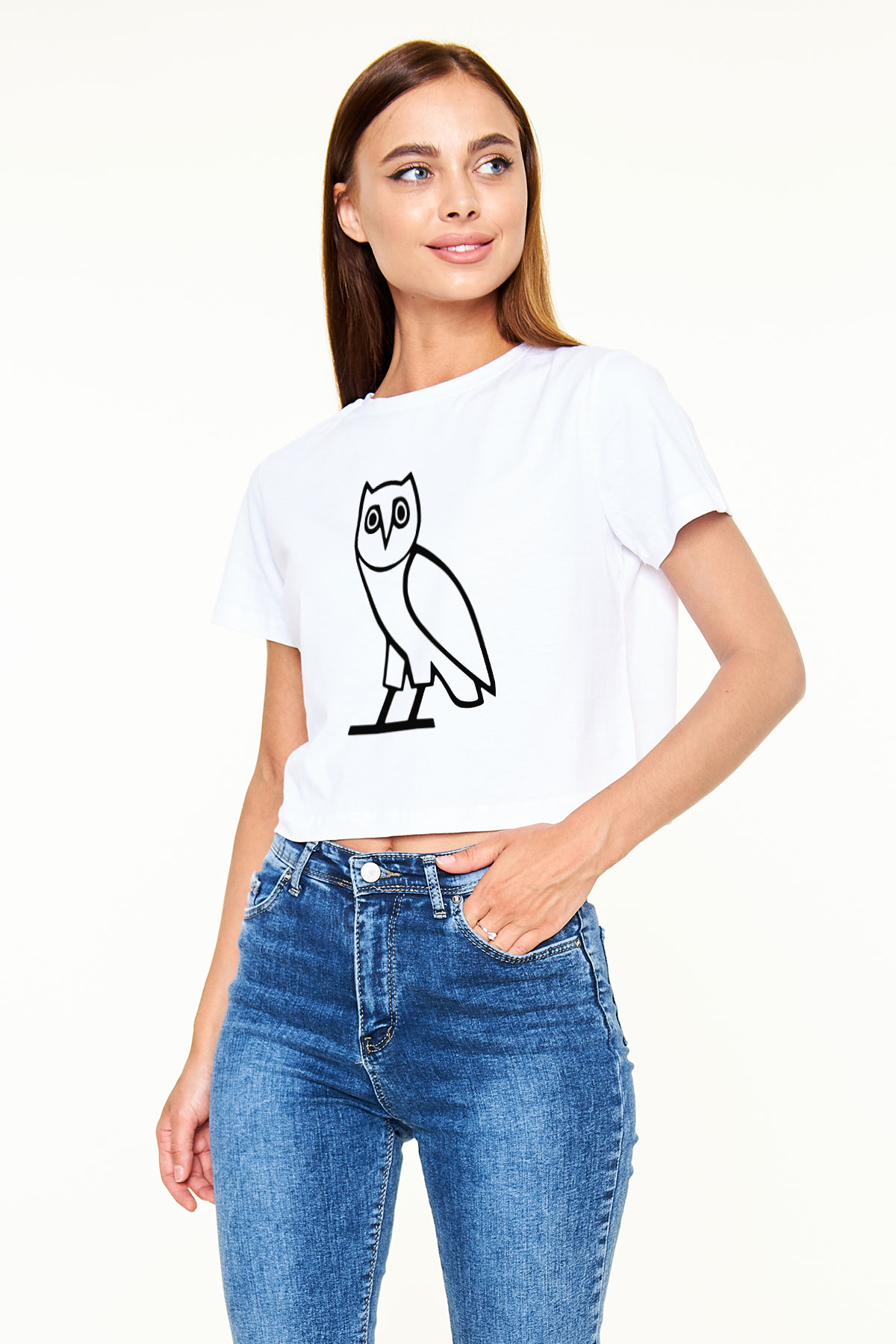 Drake Beyaz Croptop Tişört