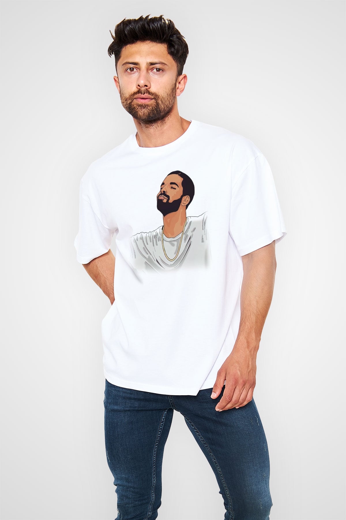 Drake Beyaz Unisex Oversize Tişört T-Shirt