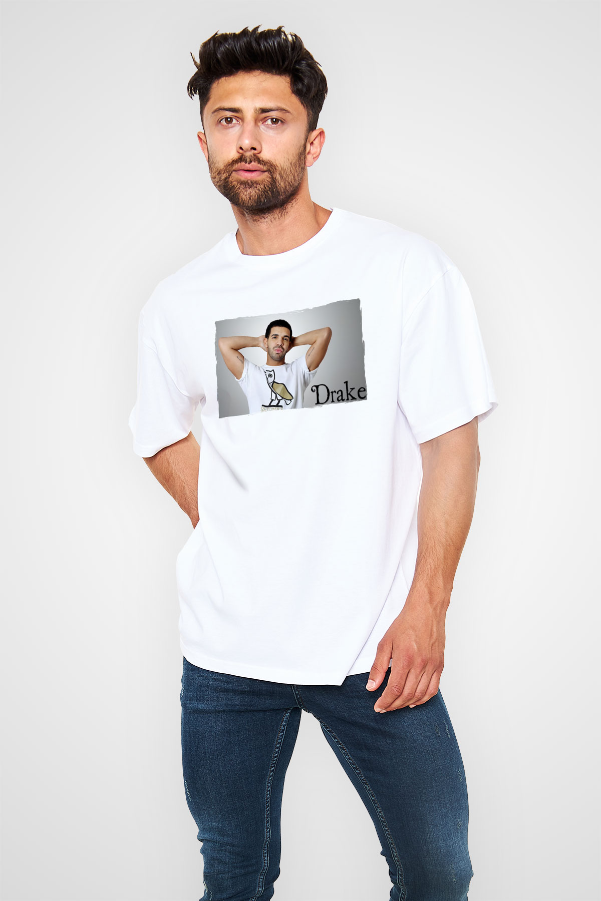 Drake Beyaz Oversize Tişört Oversize T-shirt - TişörtFabrikası