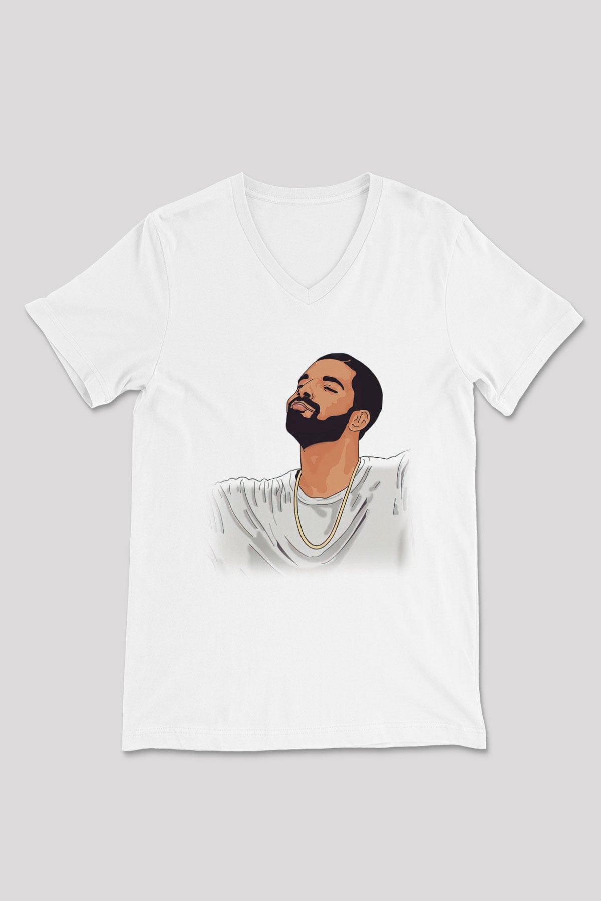Drake Beyaz Unisex V Yaka Tişört T-Shirt