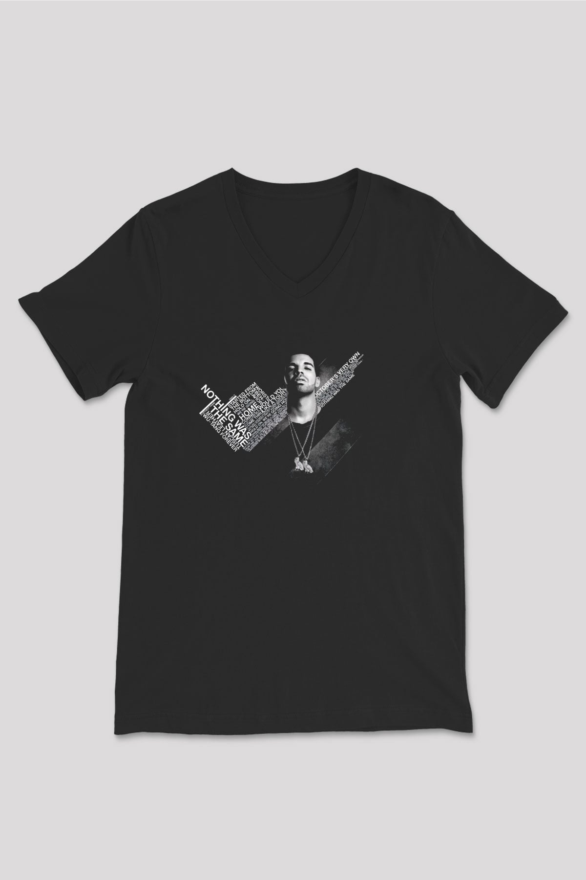 Drake Siyah Unisex V Yaka Tişört