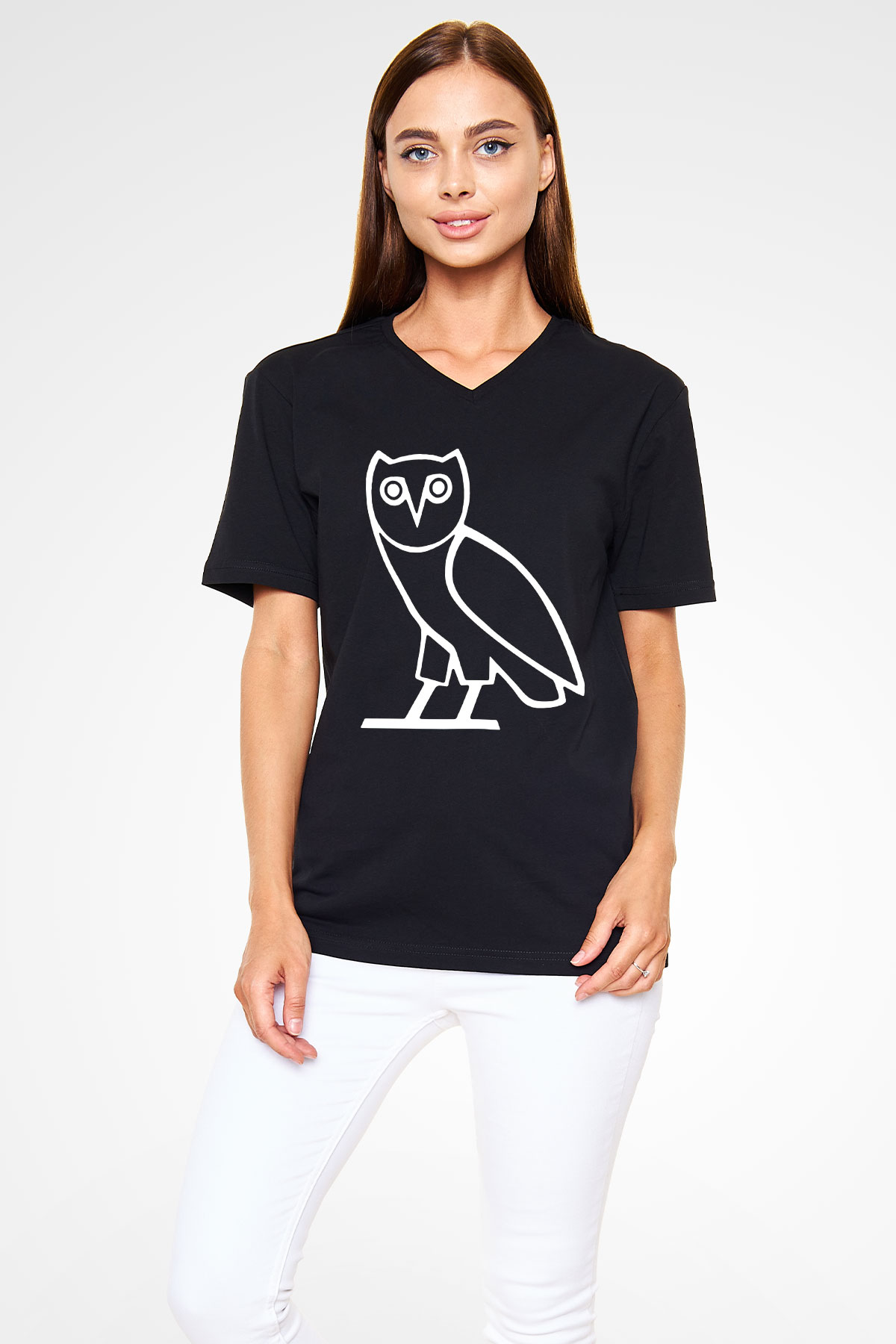 Drake Siyah Unisex V Yaka Tişört T-Shirt