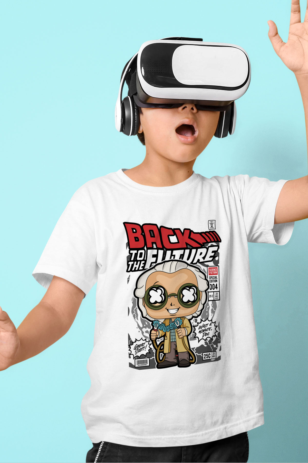 DrBrown Baskılı Unisex Beyaz Çocuk Tişört