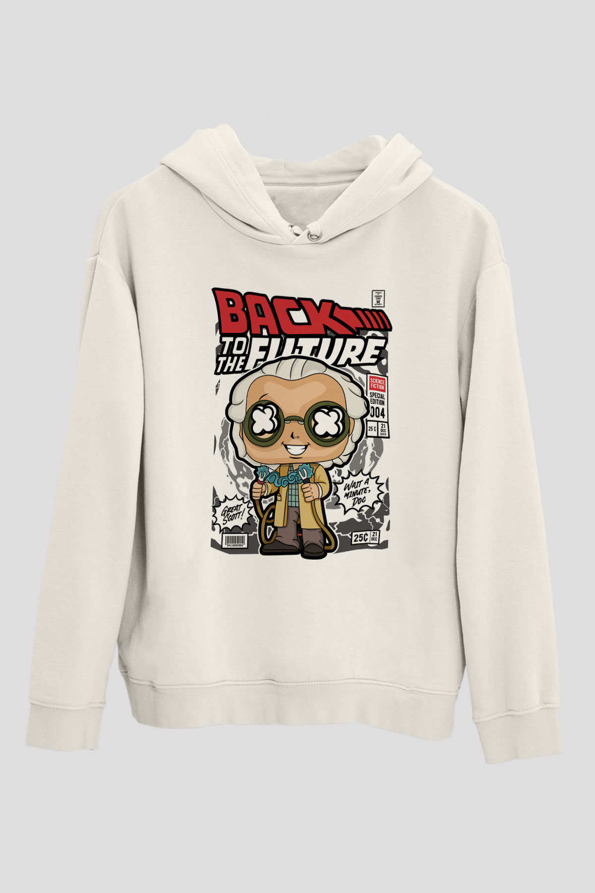 DrBrown Baskılı Unisex Beyaz Hoodie