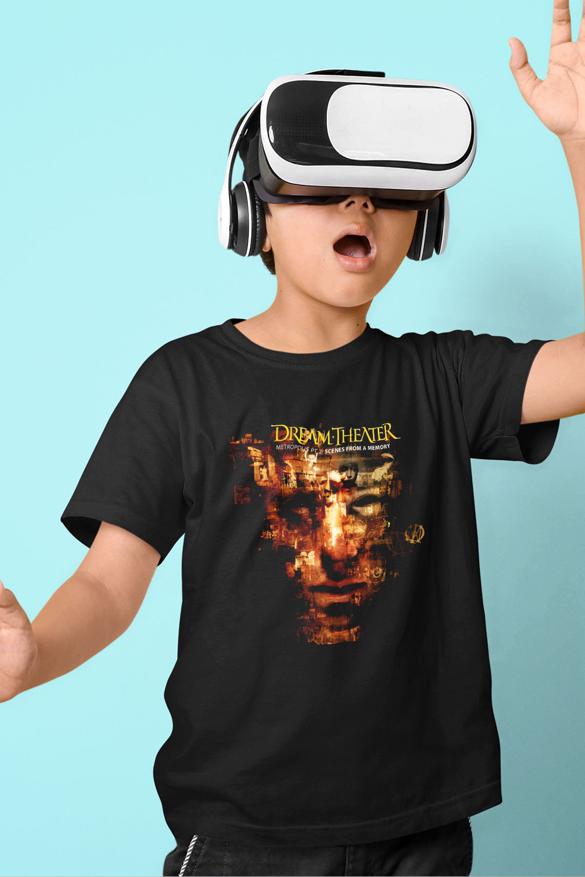 Dream Theater Baskılı Siyah Unisex Çocuk Tişört