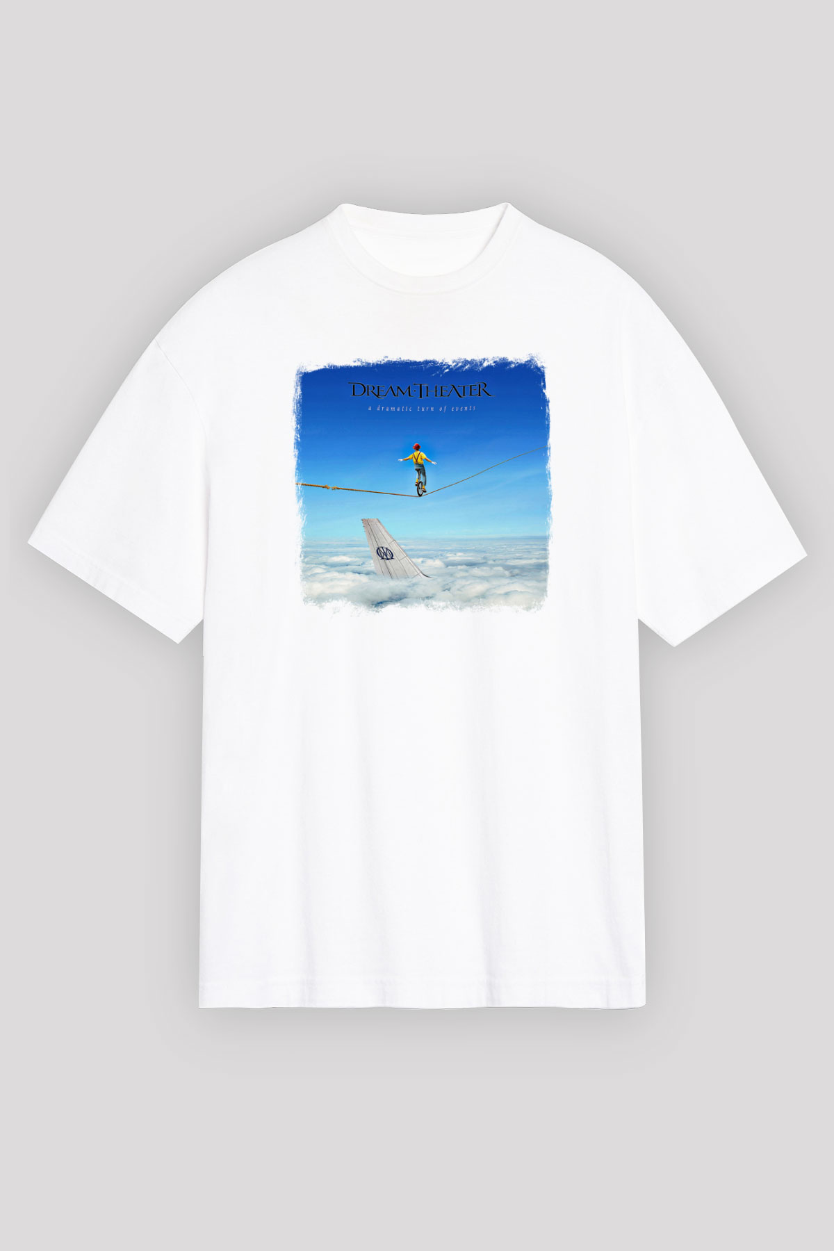 Dream Theater Baskılı Unisex Beyaz Oversize Tişört