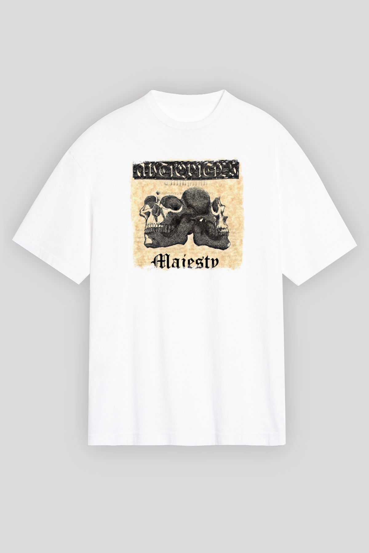 Dream Theater Baskılı Unisex Beyaz Oversize Tişört