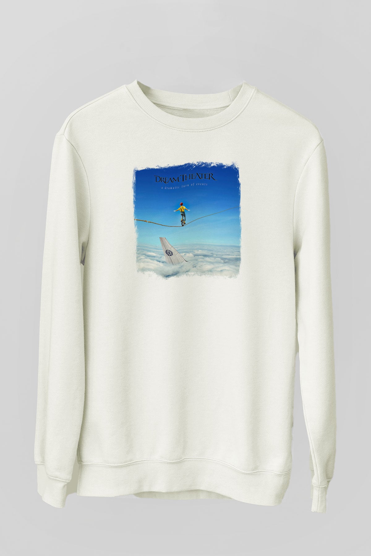 Dream Theater Baskılı Unisex Beyaz Sweatshirt