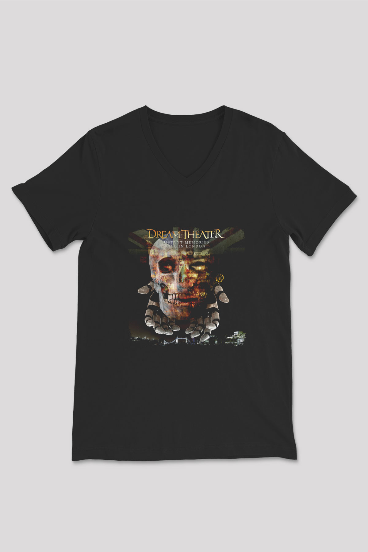 Dream Theater Baskılı Unisex Siyah V Yaka Tişört