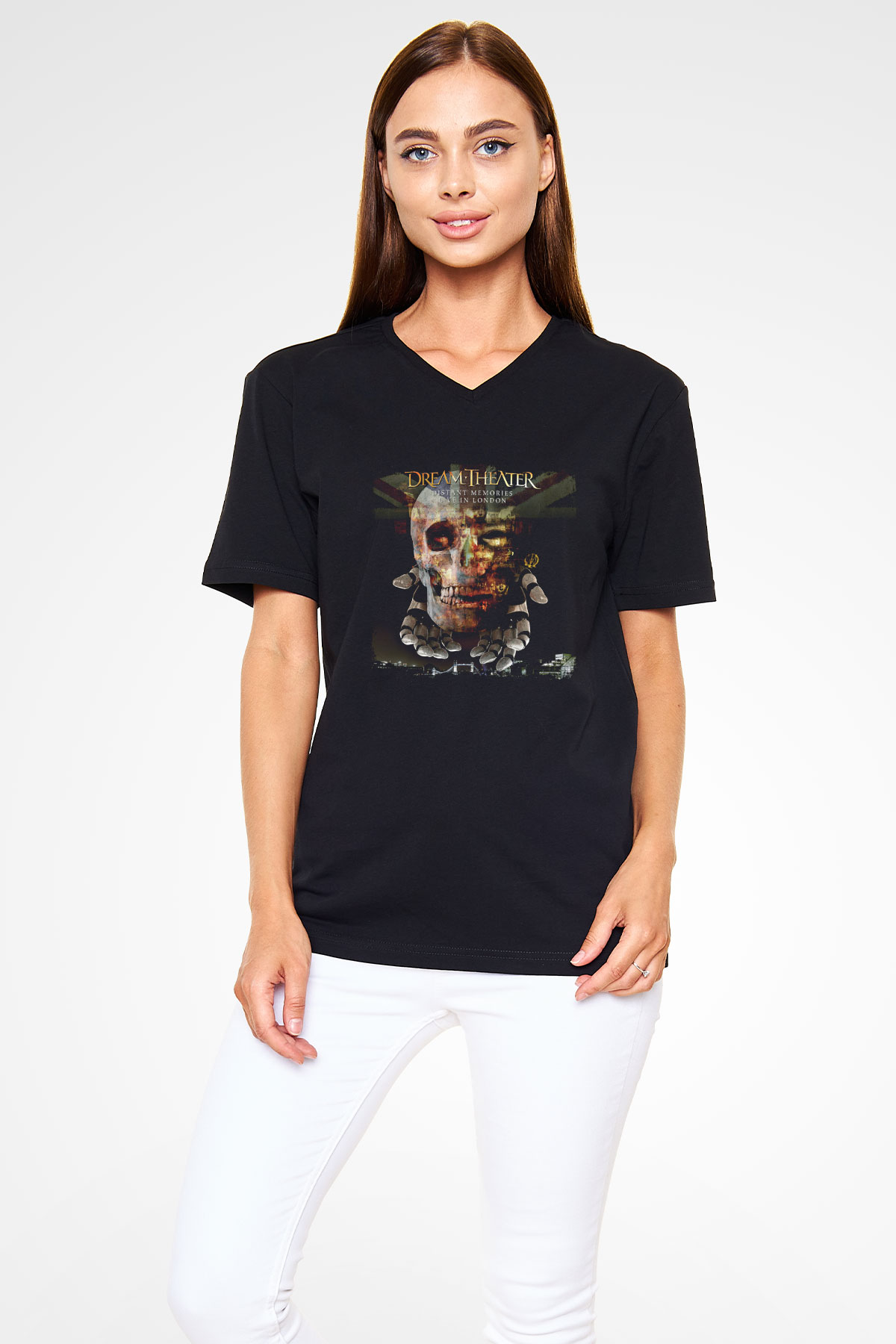 Dream Theater Baskılı Unisex Siyah V Yaka Tişört