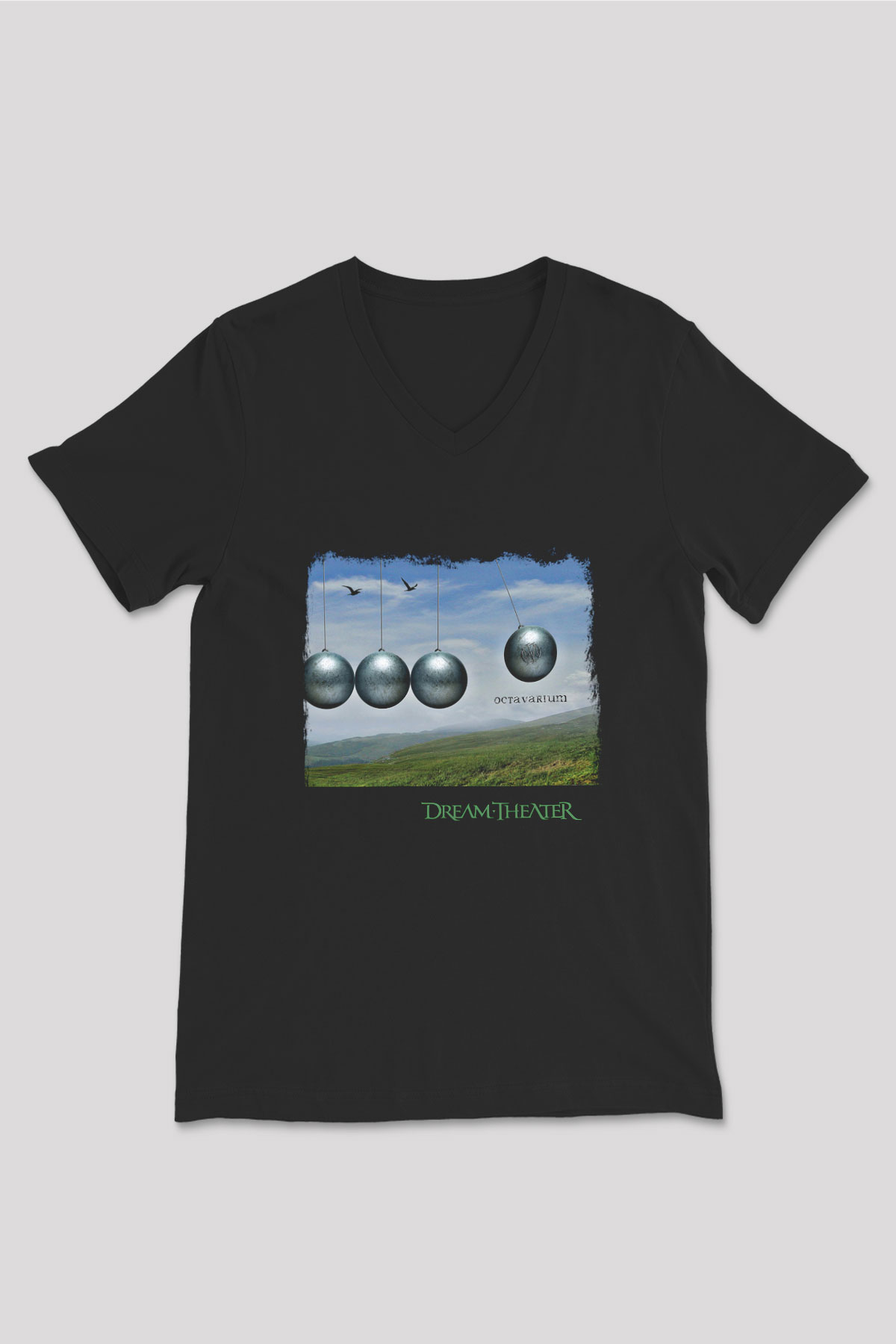 Dream Theater Baskılı Unisex Siyah V Yaka Tişört