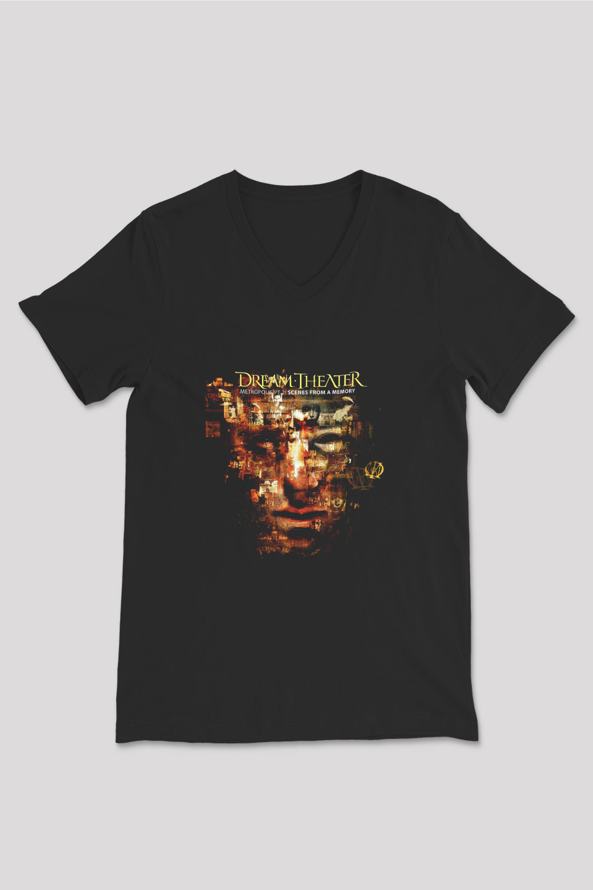 Dream Theater Baskılı Unisex Siyah V Yaka Tişört