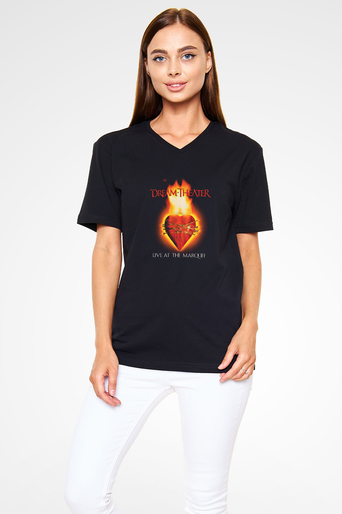 Dream Theater Baskılı Unisex Siyah V Yaka Tişört