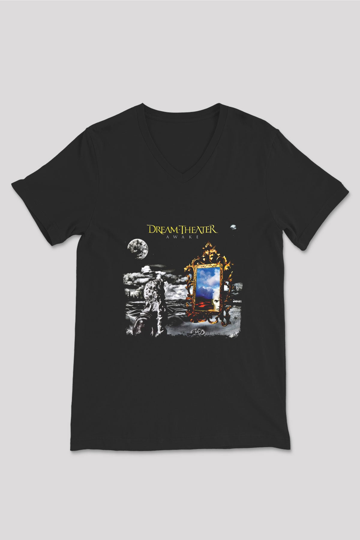 Dream Theater Baskılı Unisex Siyah V Yaka Tişört
