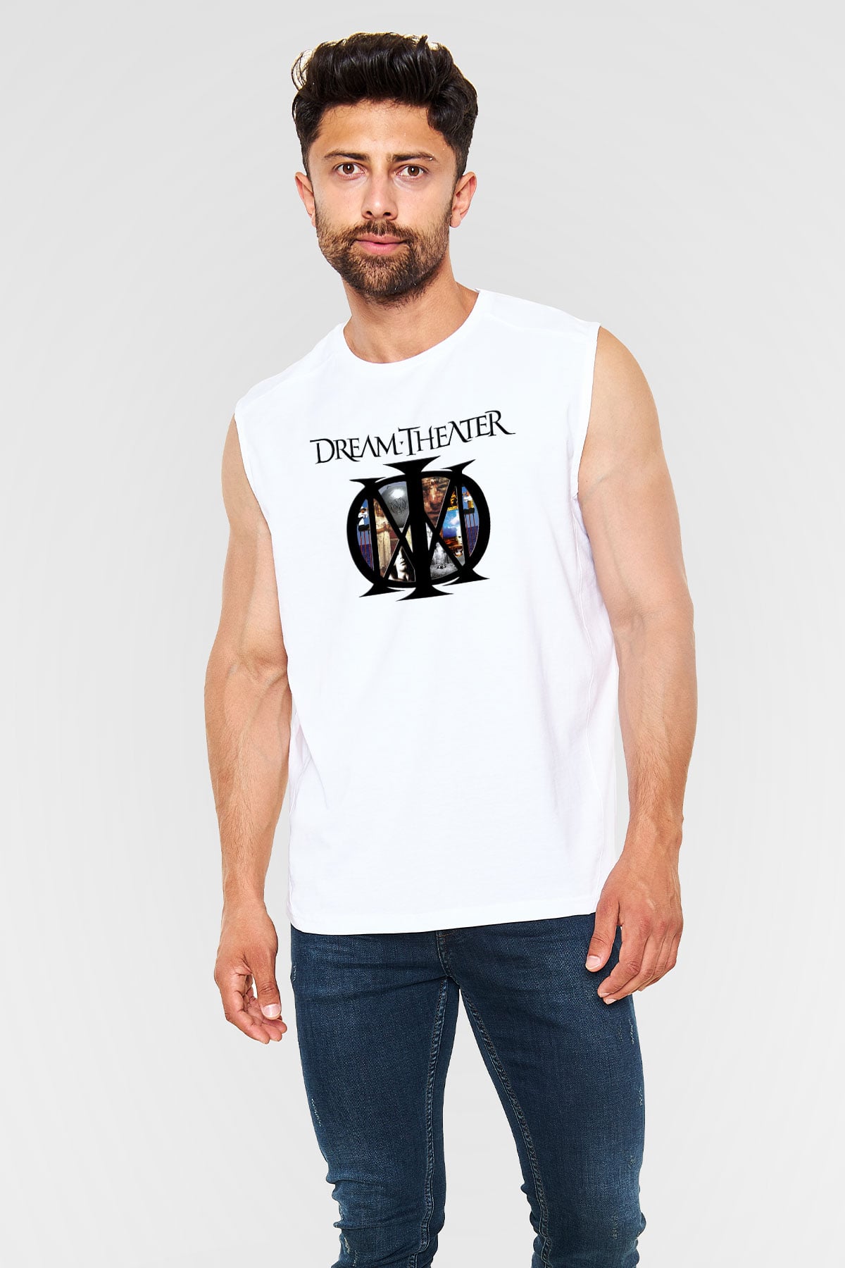 Dream Theater Beyaz Unisex Kolsuz Tişört