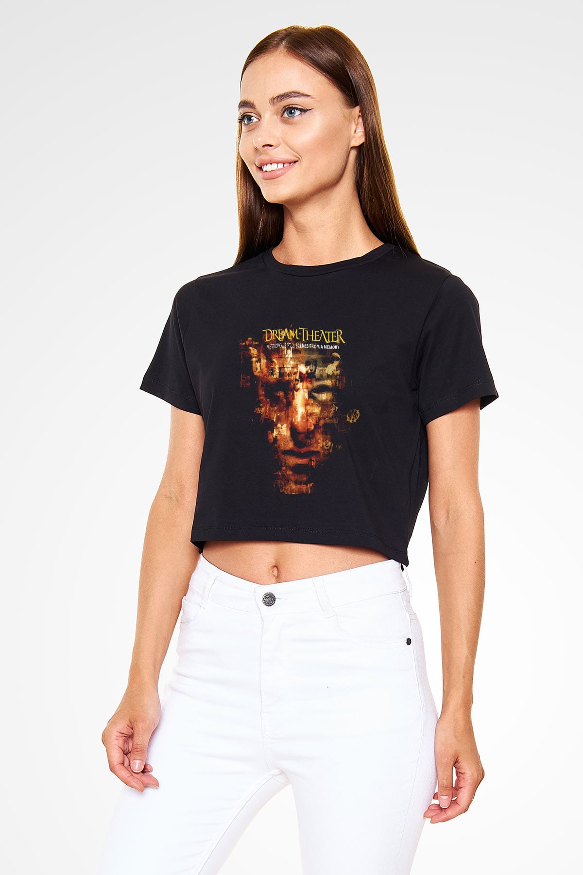 Dream Theater Siyah Crop Top Tişört