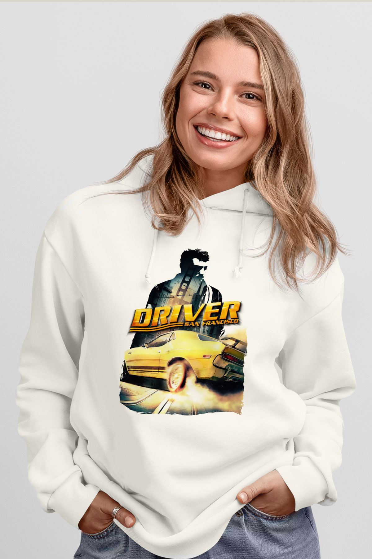 Driver Beyaz Unisex Hoodie
