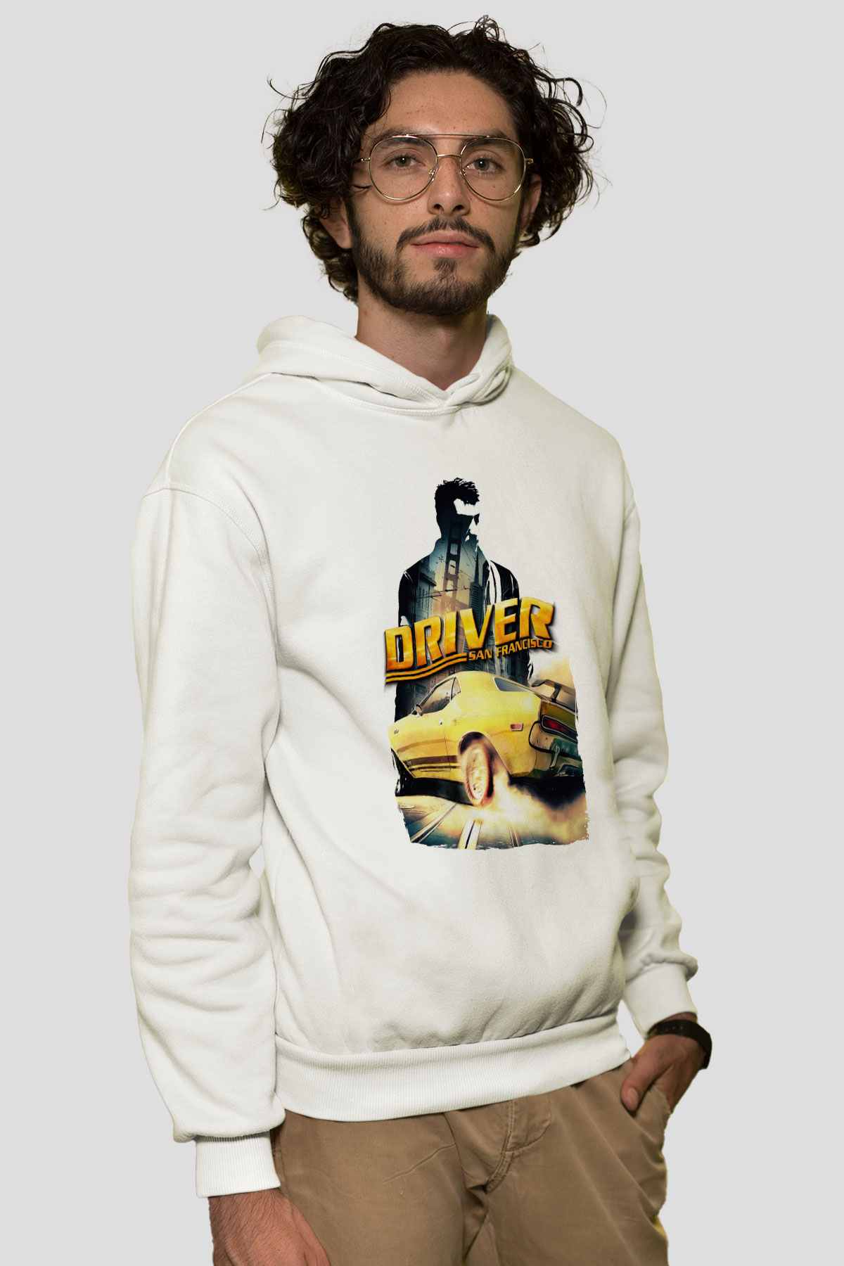 Driver Beyaz Unisex Hoodie
