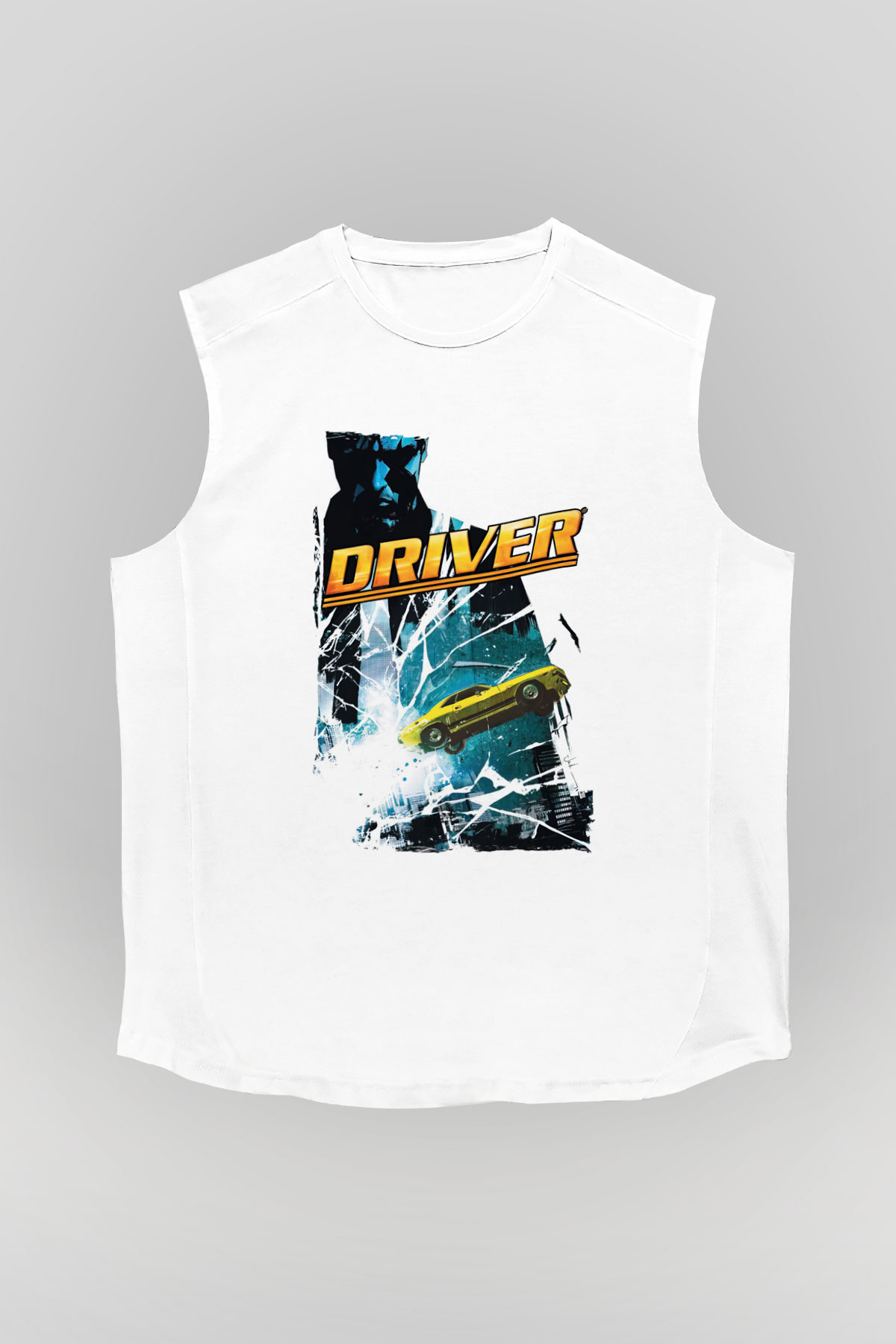 Driver Beyaz Unisex Kolsuz Tişört