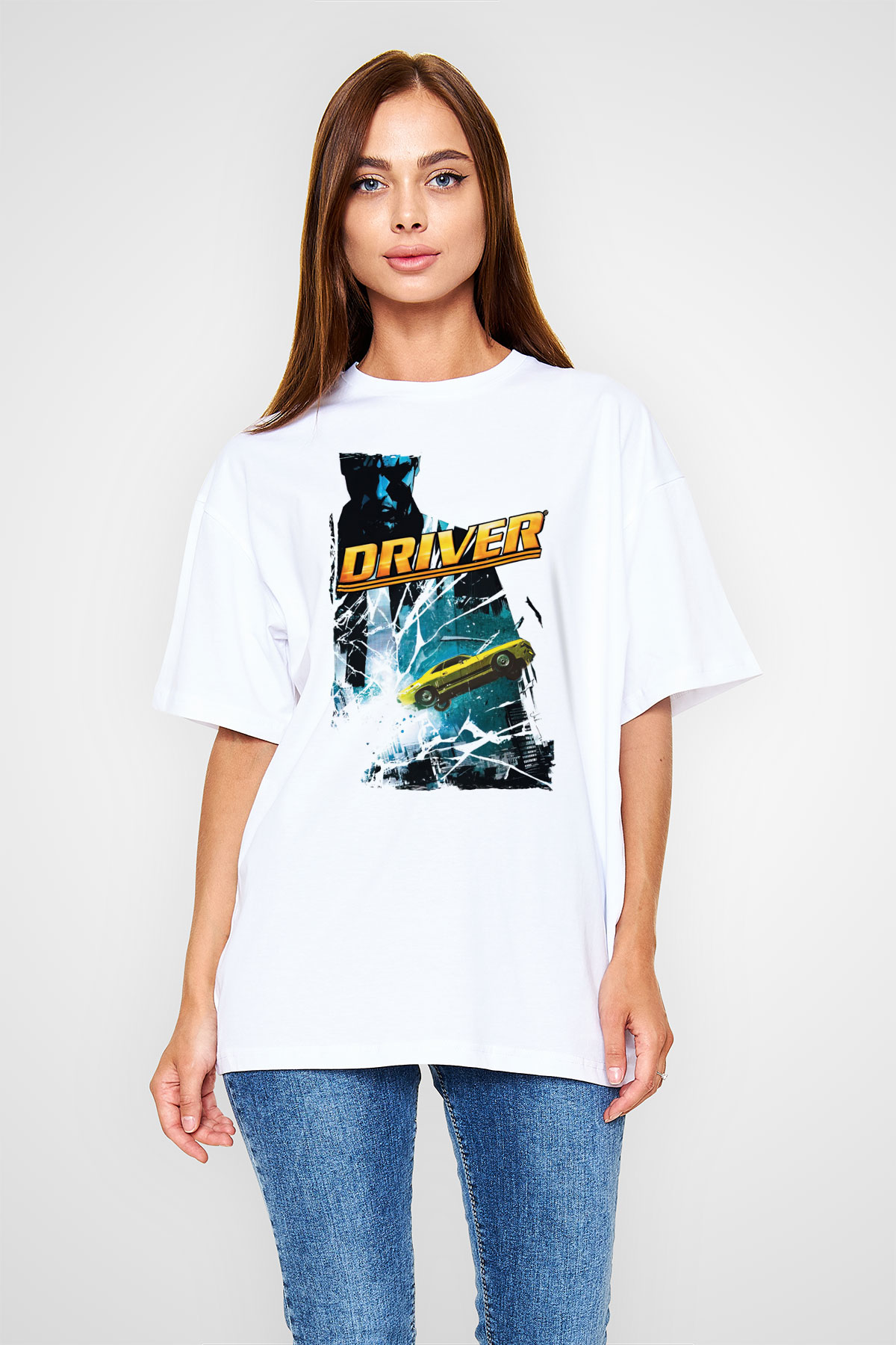 Driver Beyaz Oversize Tişört Oversize T-shirt