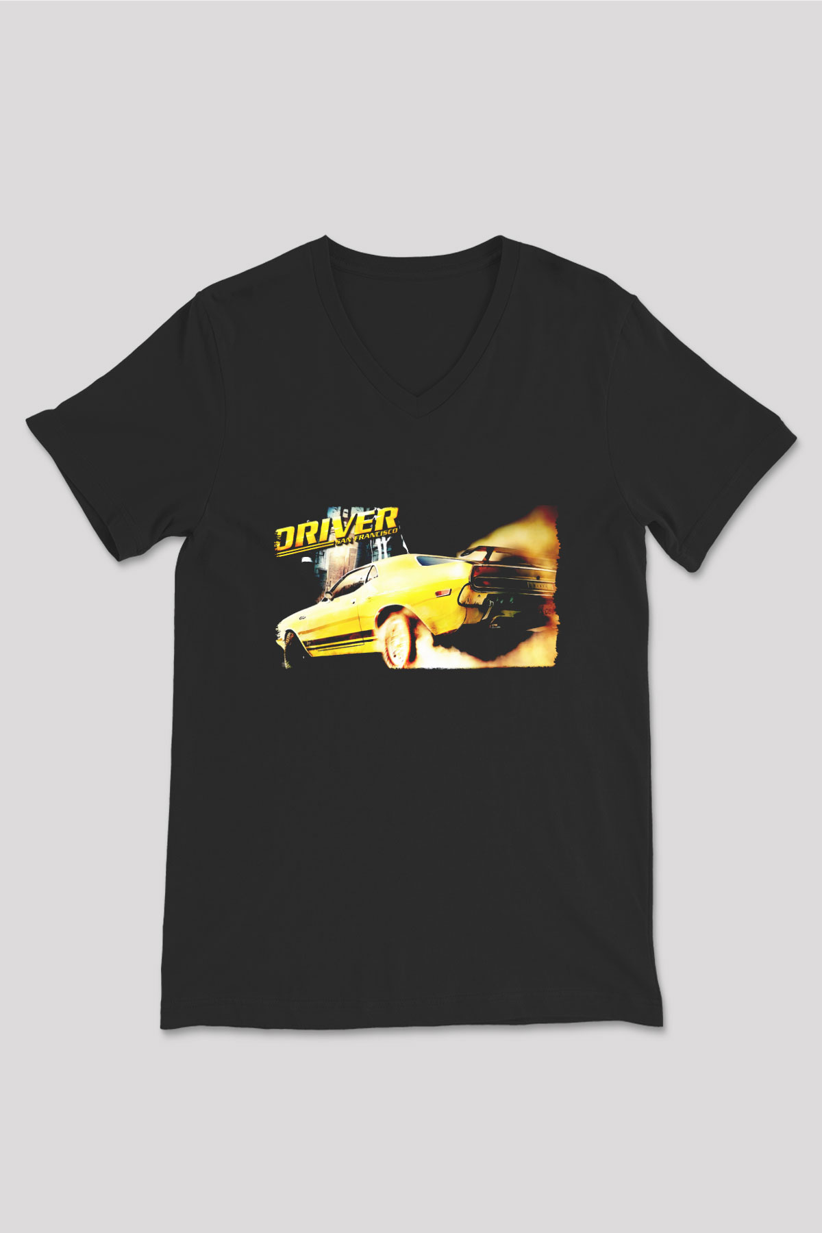 Driver Siyah Unisex V Yaka Tişört