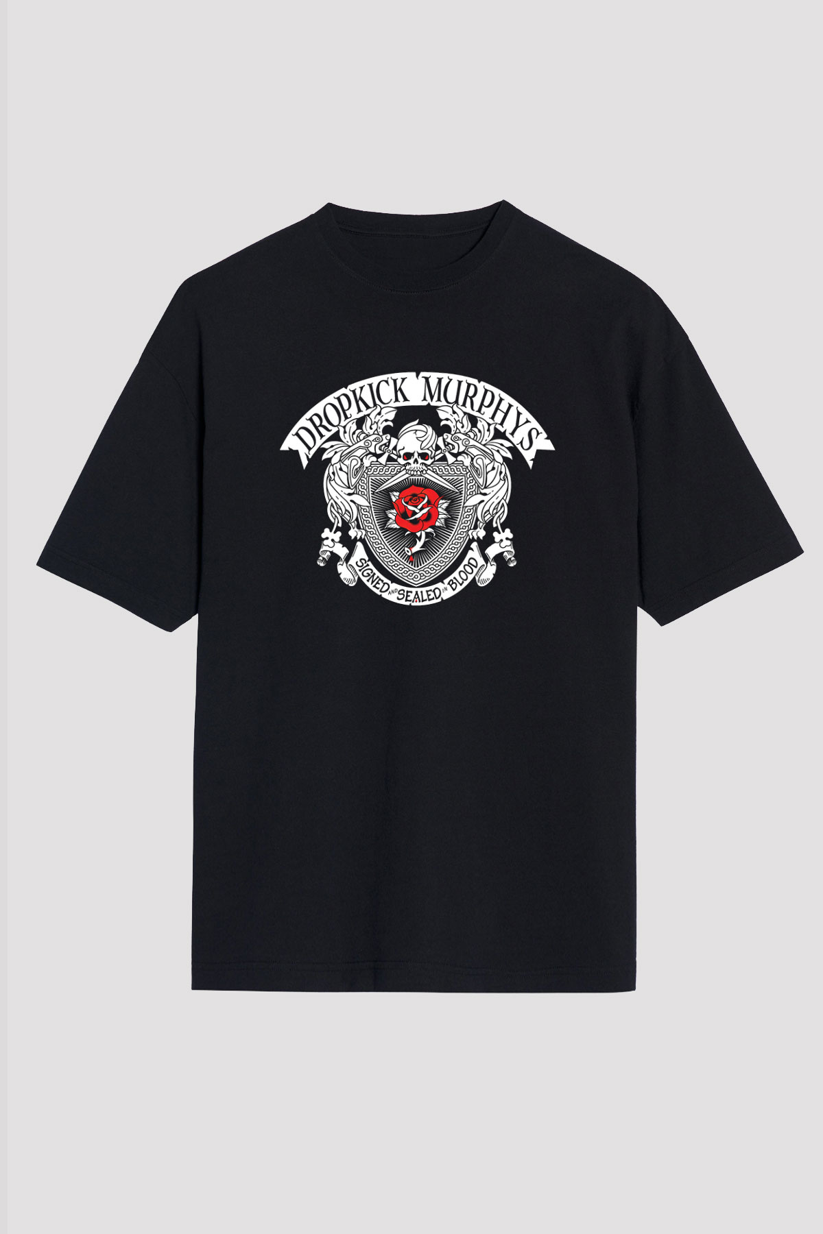 Dropkick Murphys Baskılı Unisex Siyah Oversize Tişört