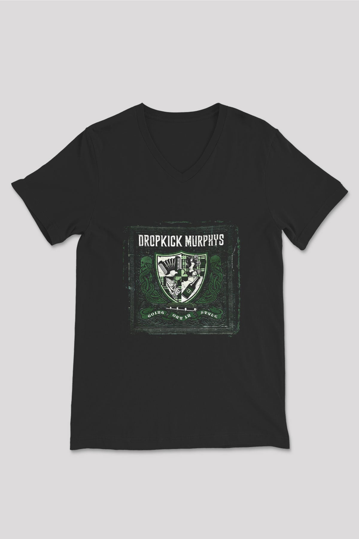 Dropkick Murphys Baskılı Unisex Siyah V Yaka Tişört