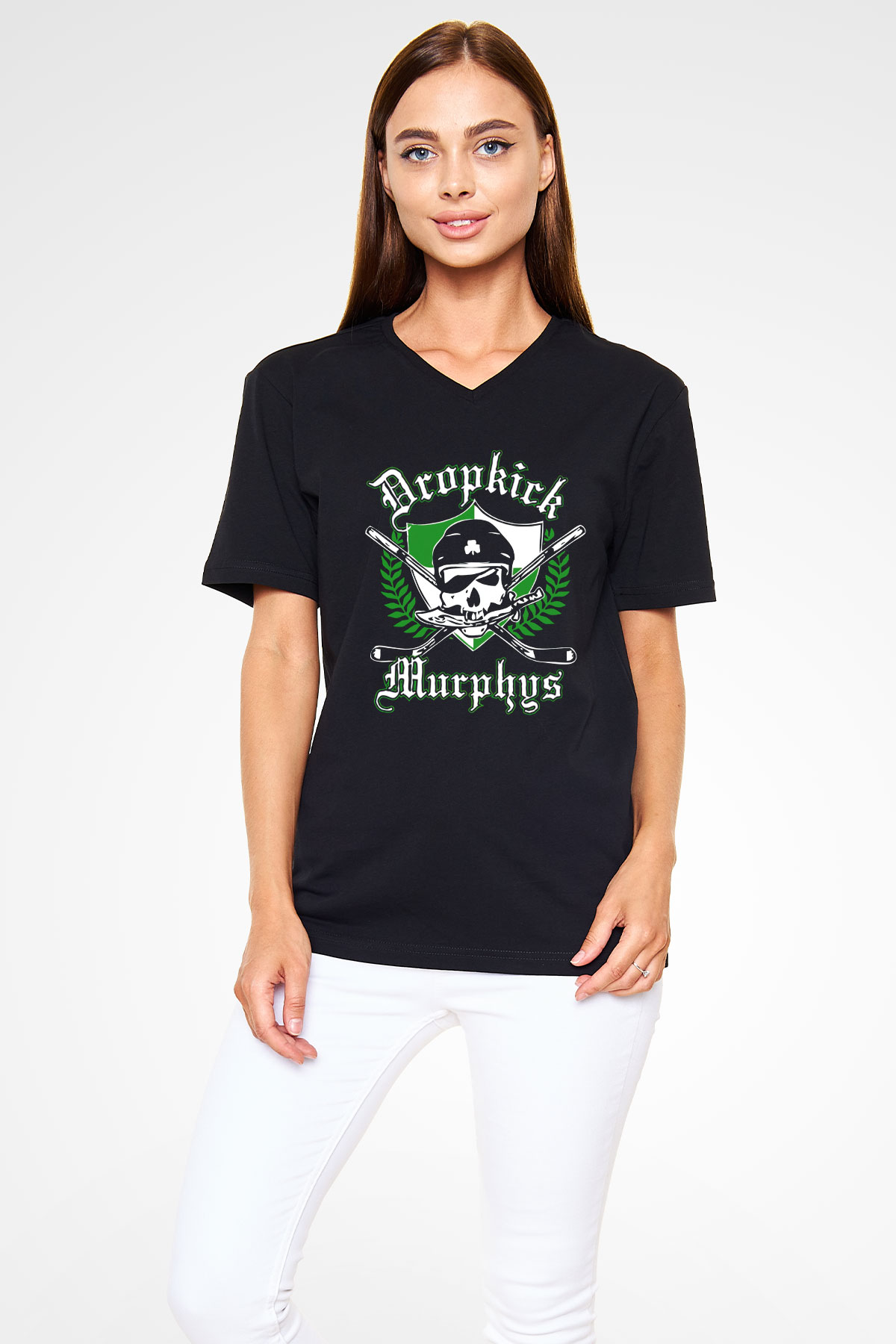 Dropkick Murphys Siyah Unisex V Yaka Tişört T-Shirt