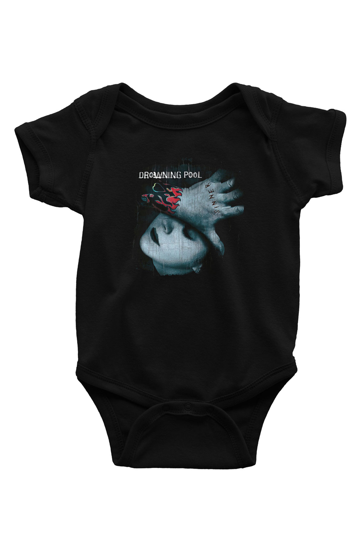 Drowning Pool Baskılı Unisex Siyah Bebek Body - Zıbın