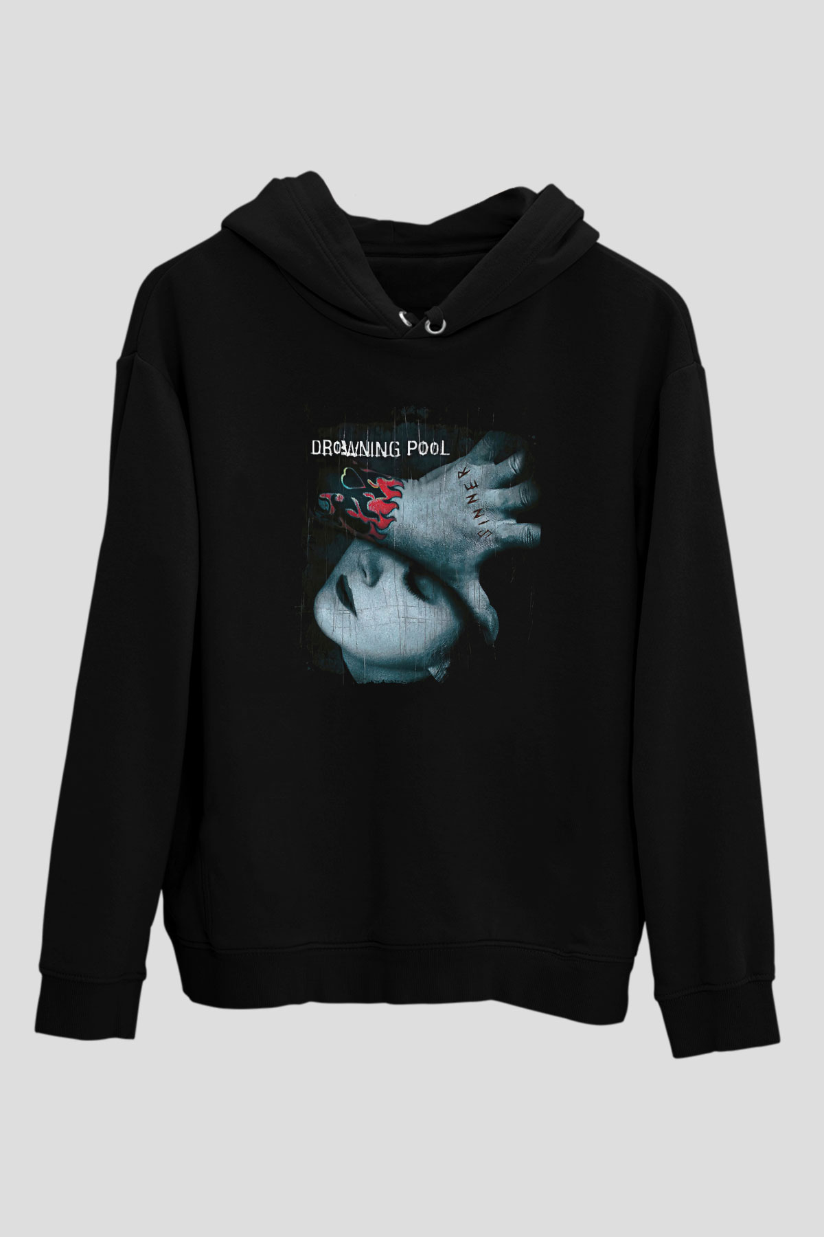 Drowning Pool Baskılı Unisex Siyah Kapüşonlu Sweatshirt