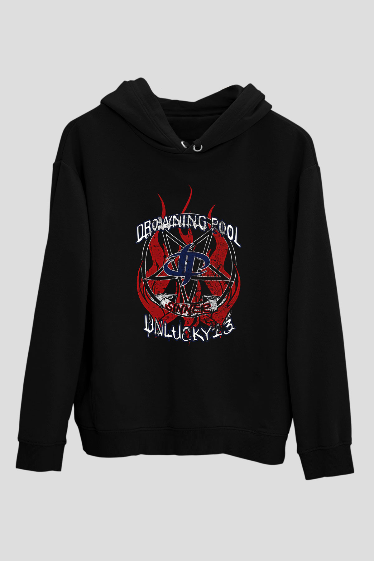 Drowning Pool Baskılı Unisex Siyah Kapüşonlu Sweatshirt