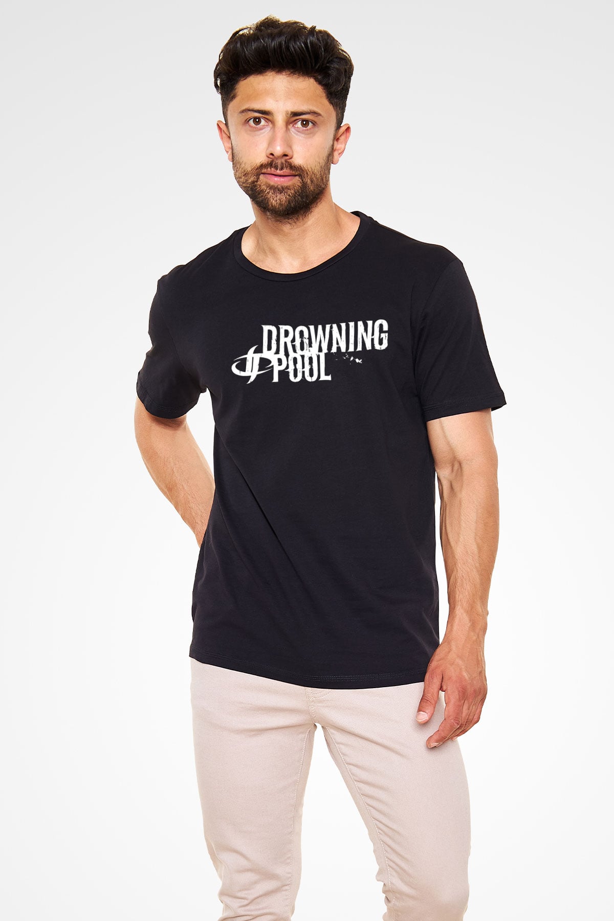 Drowning Pool Baskılı Unisex Siyah Tişört - Tshirt