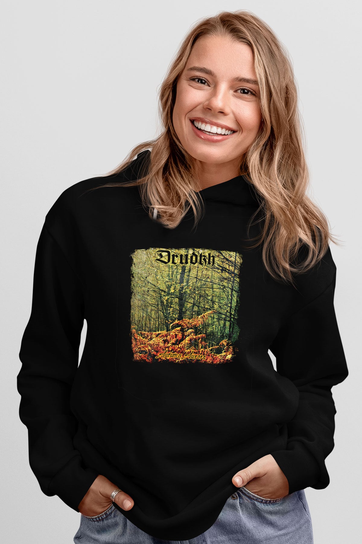 Drudkh Baskılı Unisex Siyah Hoodie