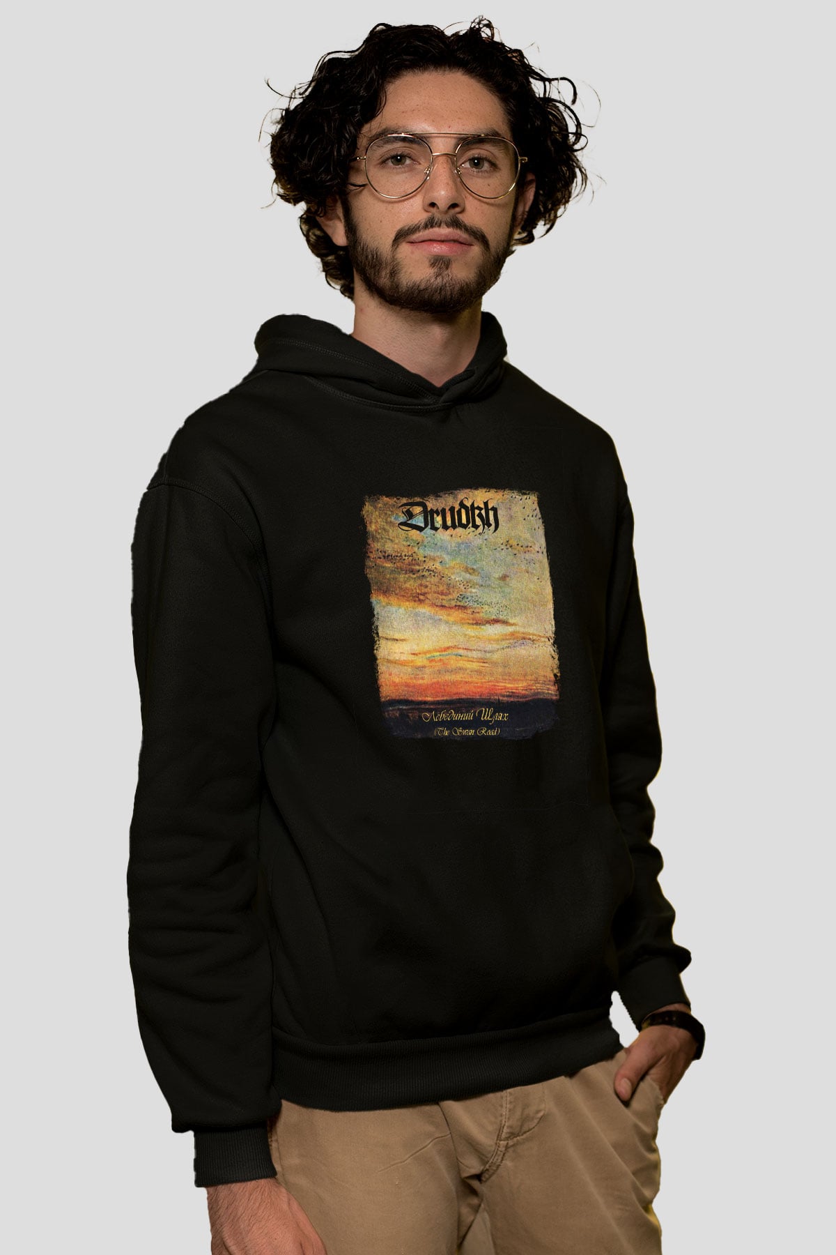 Drudkh Baskılı Unisex Siyah Hoodie