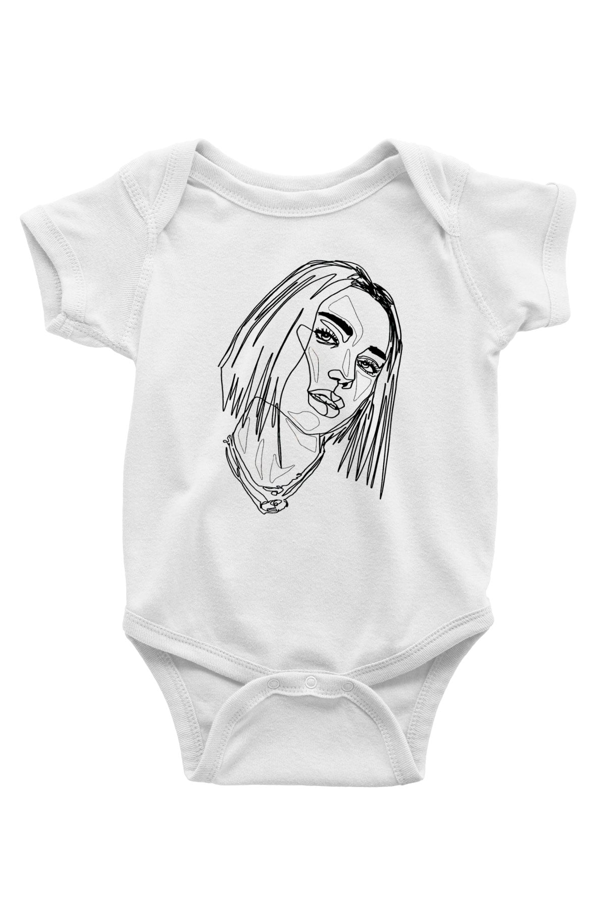 Dua Lipa Baskılı Beyaz Unisex Bebek Body - Zıbın