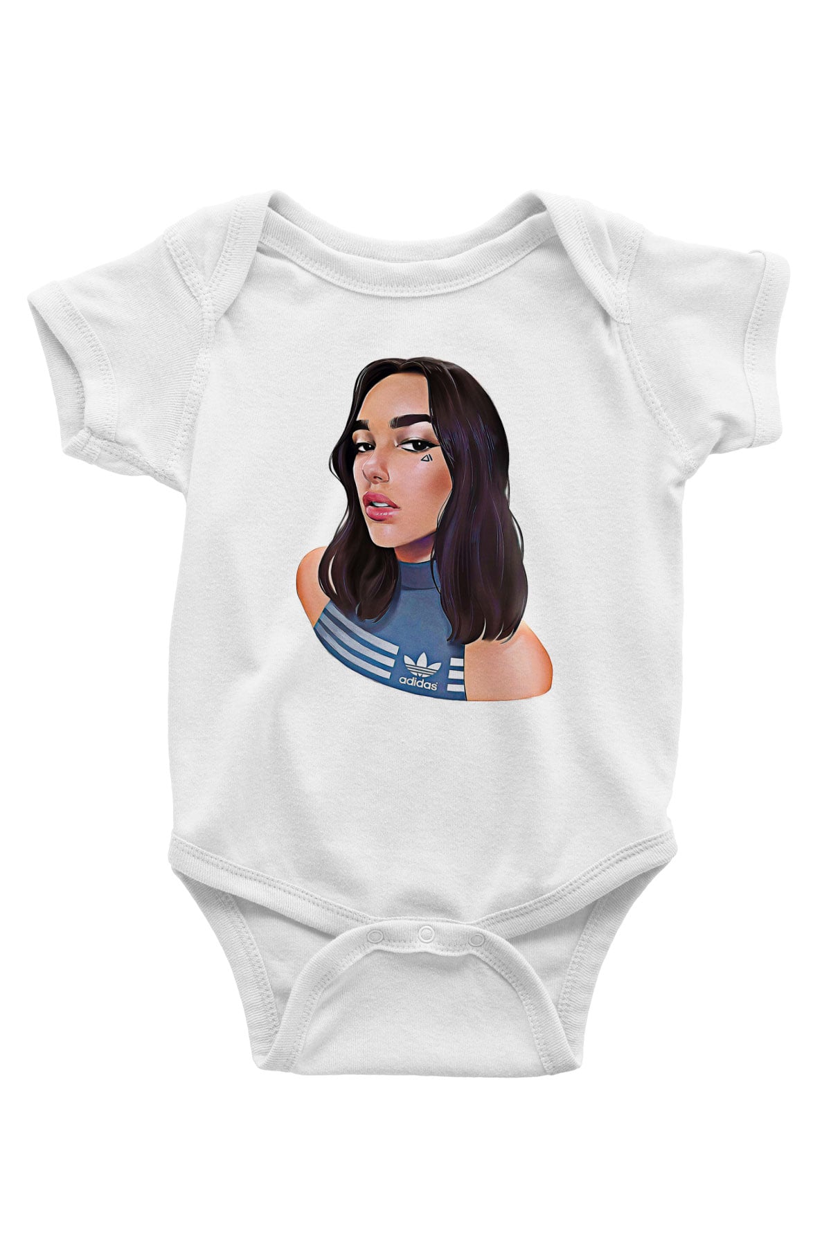 Dua Lipa Baskılı Beyaz Unisex Bebek Body - Zıbın