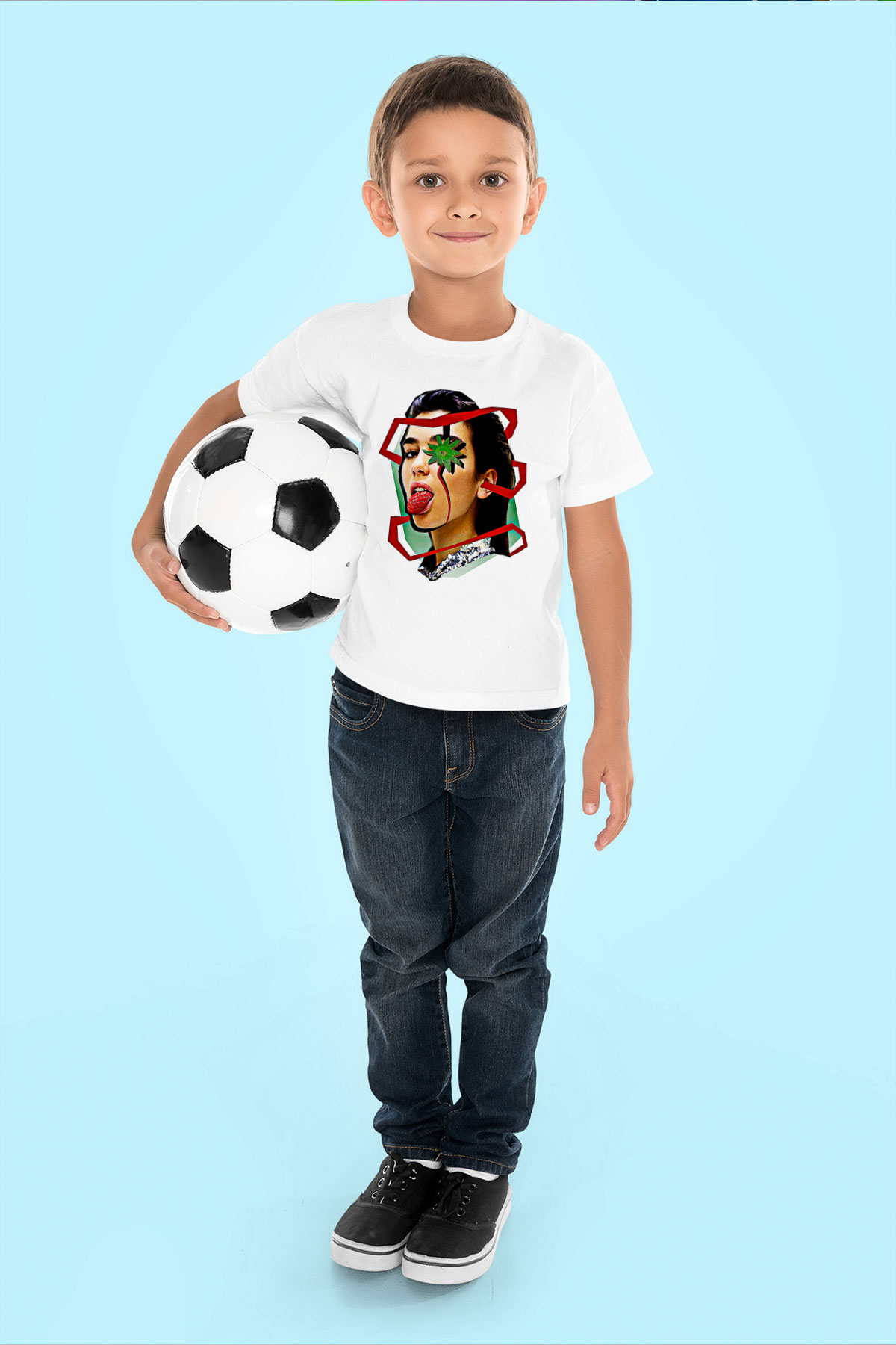 Dua Lipa Baskılı Beyaz Unisex Beyaz Çocuk Tişört - Tshirt
