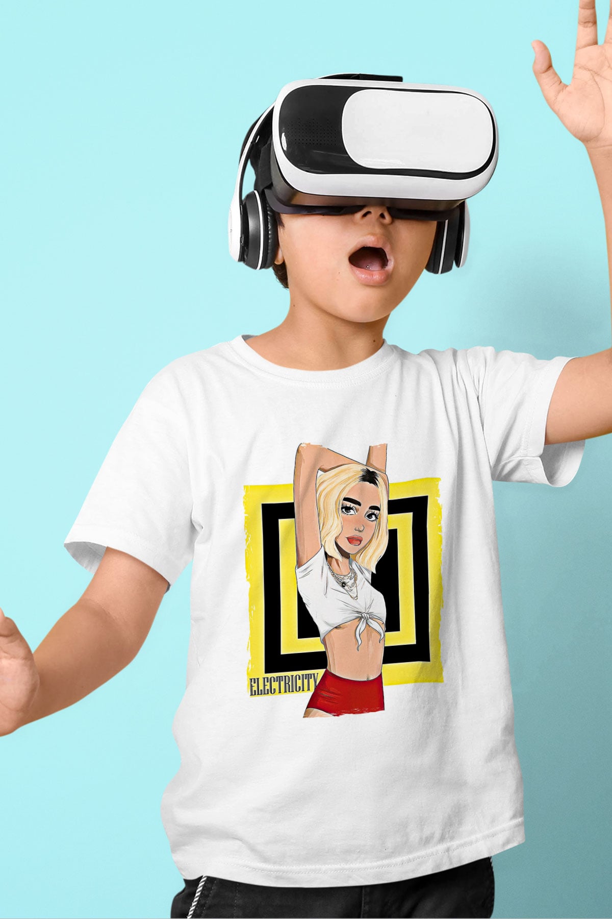 Dua Lipa Baskılı Beyaz Unisex Beyaz Çocuk Tişört - Tshirt