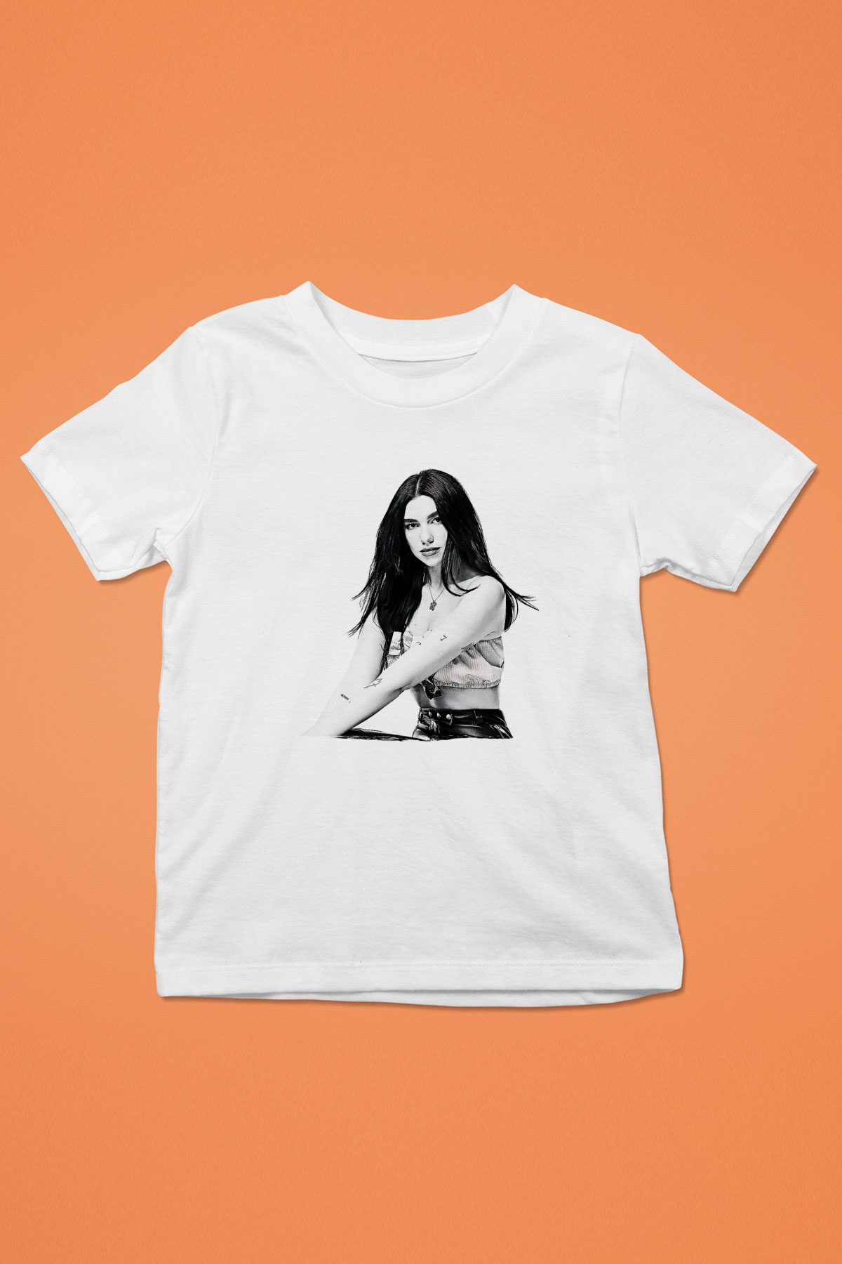 Dua Lipa Baskılı Beyaz Unisex Beyaz Çocuk Tişört - Tshirt