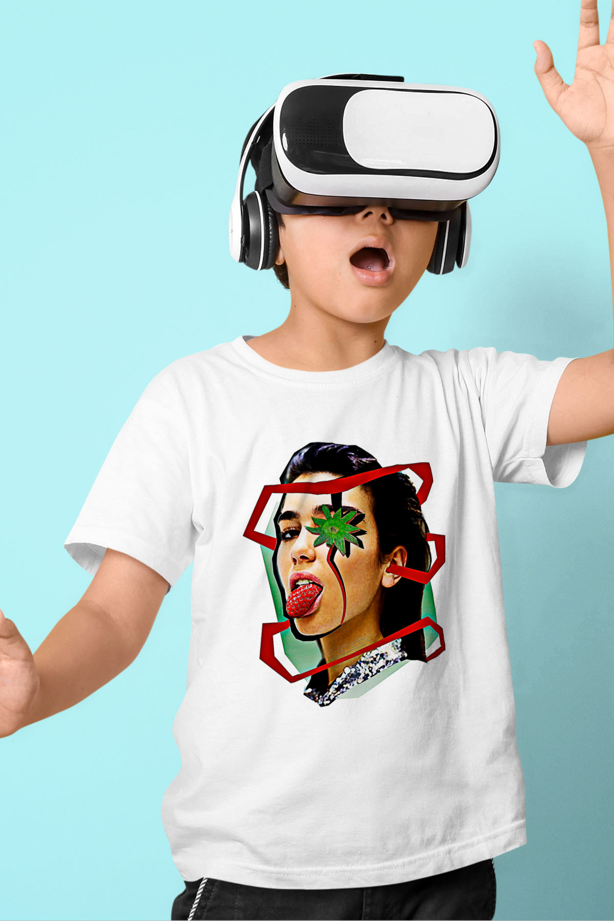 Dua Lipa Baskılı Beyaz Unisex Beyaz Çocuk Tişört - Tshirt