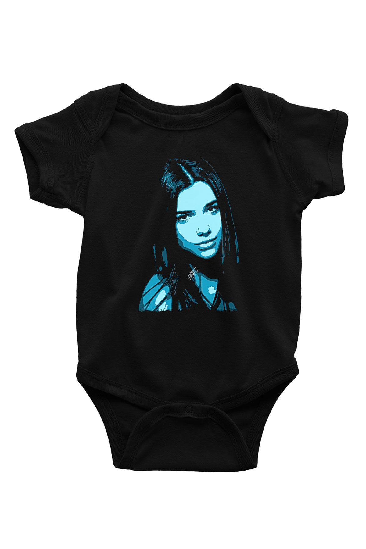 Dua Lipa Baskılı Unisex Siyah Bebek Body - Zıbın