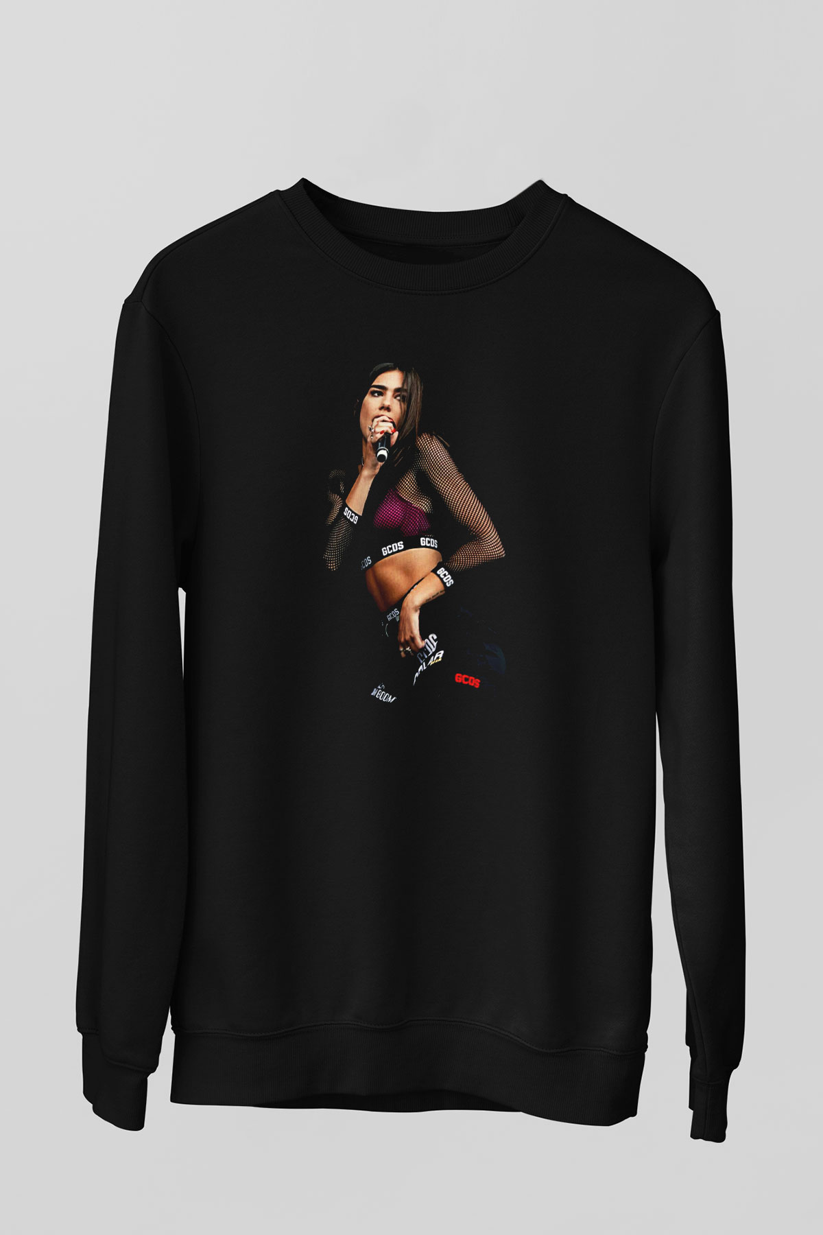 Dua Lipa Baskılı Unisex Siyah Sweatshirt
