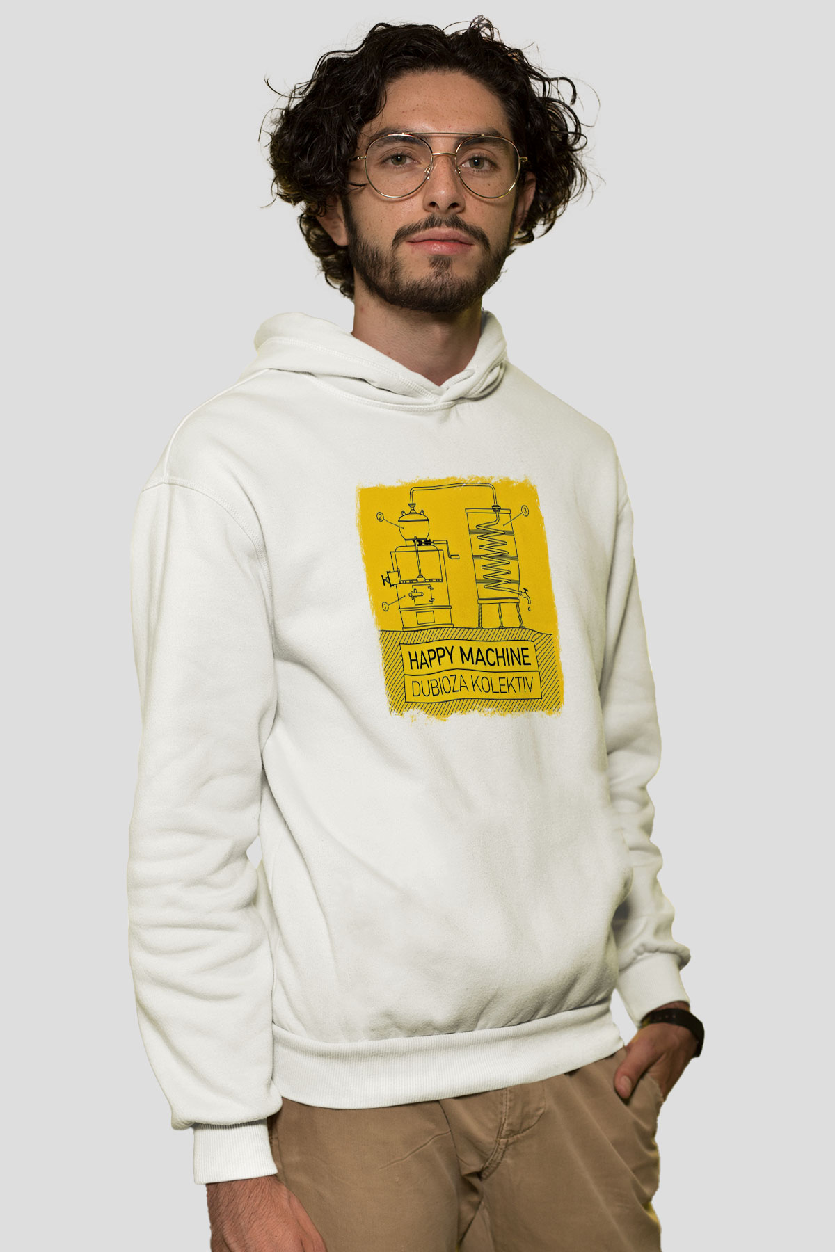 Dubioza Kolektiv Baskılı Unisex Beyaz Hoodie
